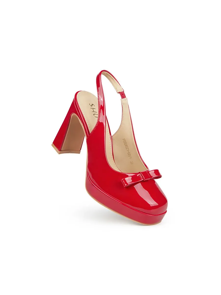 SHU WOMEN PLATFORM 4.5" PETITE BOWS - GLOSSY RED SHU WOMEN PLATFORM 4.5" PETITE BOWS - GLOSSY RED