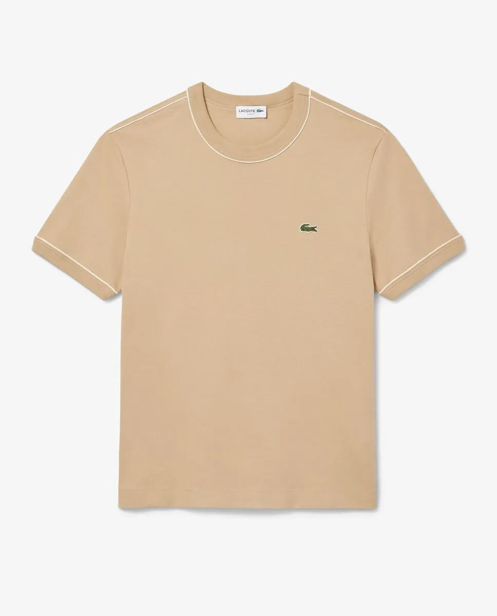 LACOSTE Slim Fit Cotton Interlock T-Shirt Beige LACOSTE Slim Fit Cotton Interlock T-Shirt Beige