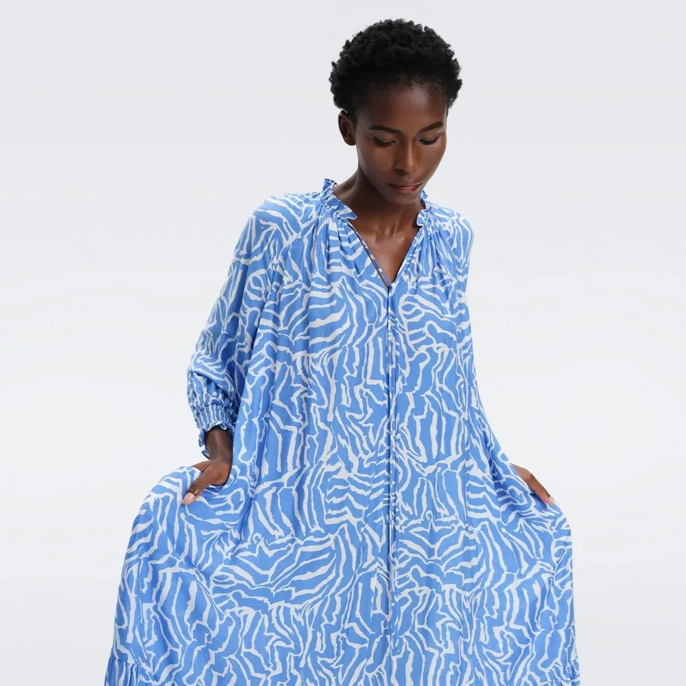 DIANE VON FURSTENBERG DVF FORTINA DRESS APRIL TIGER SIGNATURE BLUE DIANE VON FURSTENBERG DVF FORTINA DRESS APRIL TIGER SIGNATURE BLUE