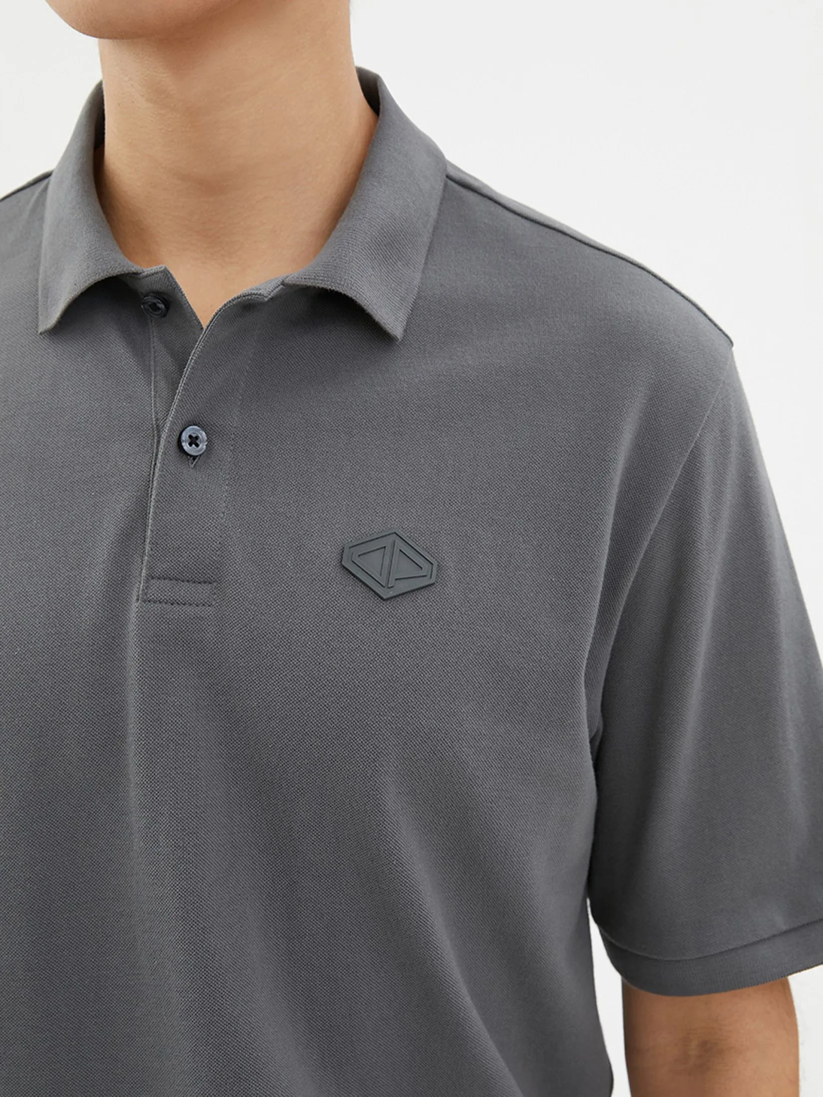 DAPPER DAPPER DP Patch Polo Shirt Grey DAPPER DAPPER DP Patch Polo Shirt Grey