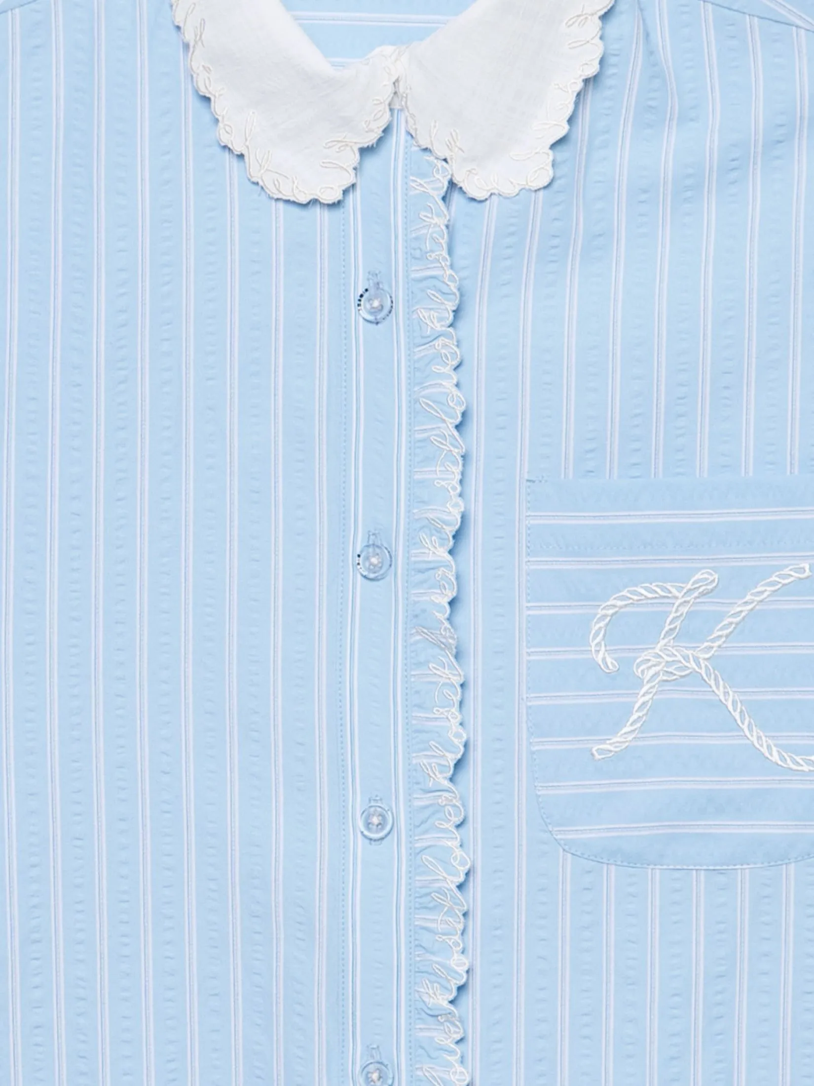 KLOSET (SS25) Women Classic Shirt with Embroidered Detail in Blue KLOSET (SS25) Women Classic Shirt with Embroidered Detail in Blue
