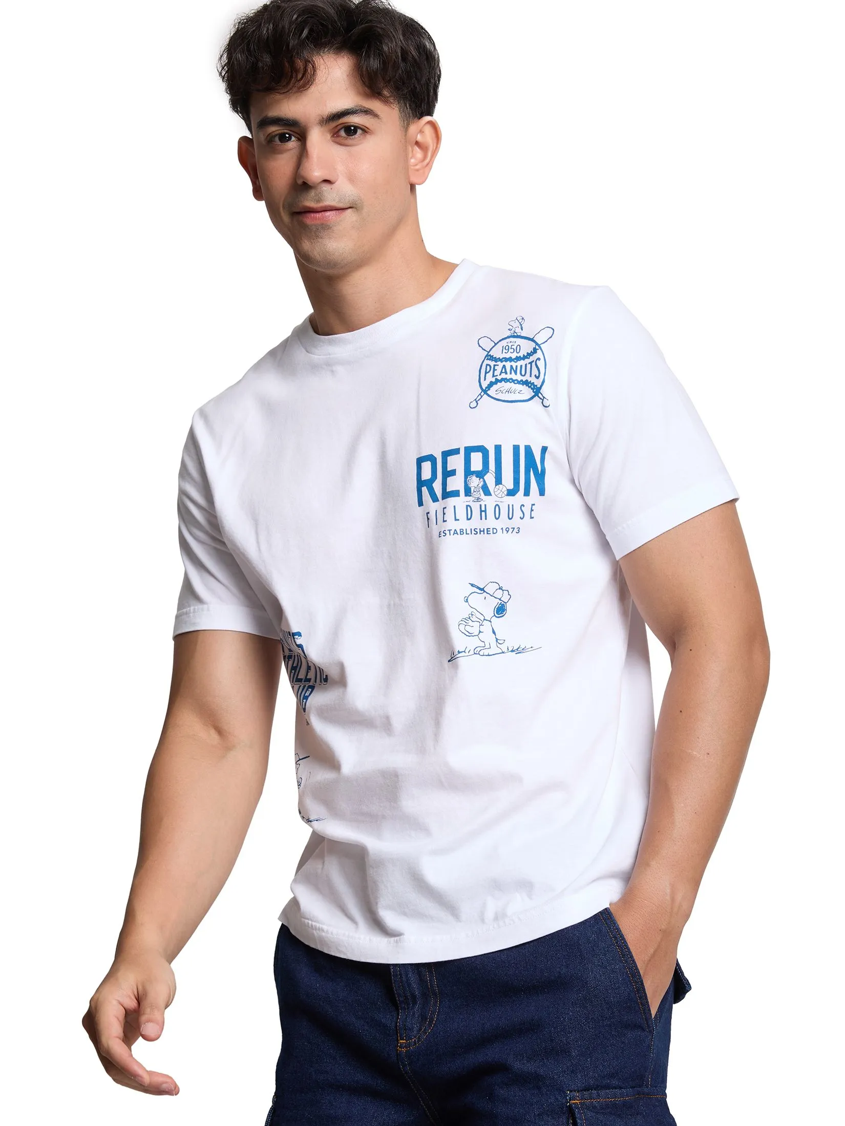 DEFRY 01 Men T-Shirt Short Sleeves Snoopy 2505FTSM044 White DEFRY 01 Men T-Shirt Short Sleeves Snoopy 2505FTSM044 White