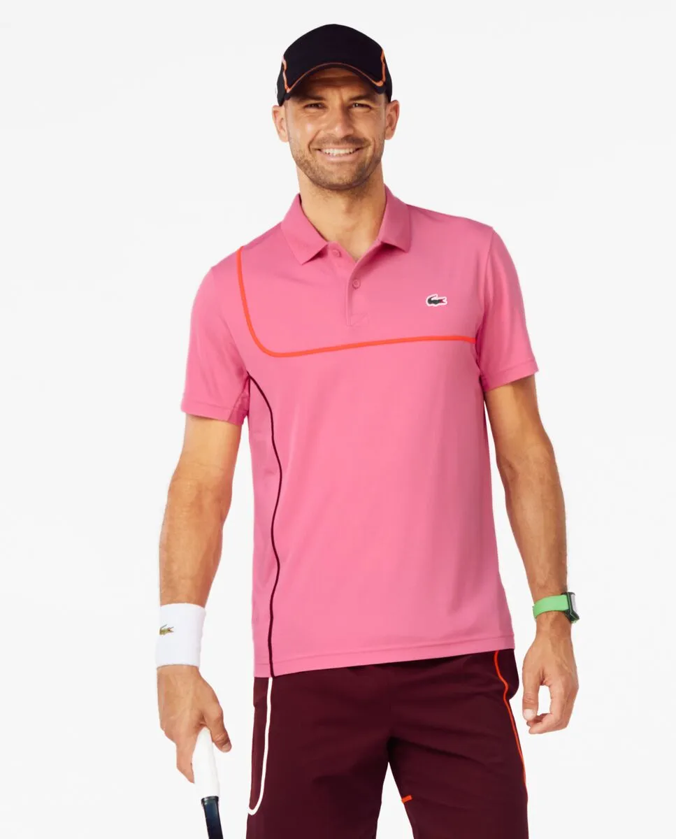 LACOSTE Regular Fit Ultra Dry Piqu  Tennis Polo Shirt Pink LACOSTE Regular Fit Ultra Dry Piqu  Tennis Polo Shirt Pink
