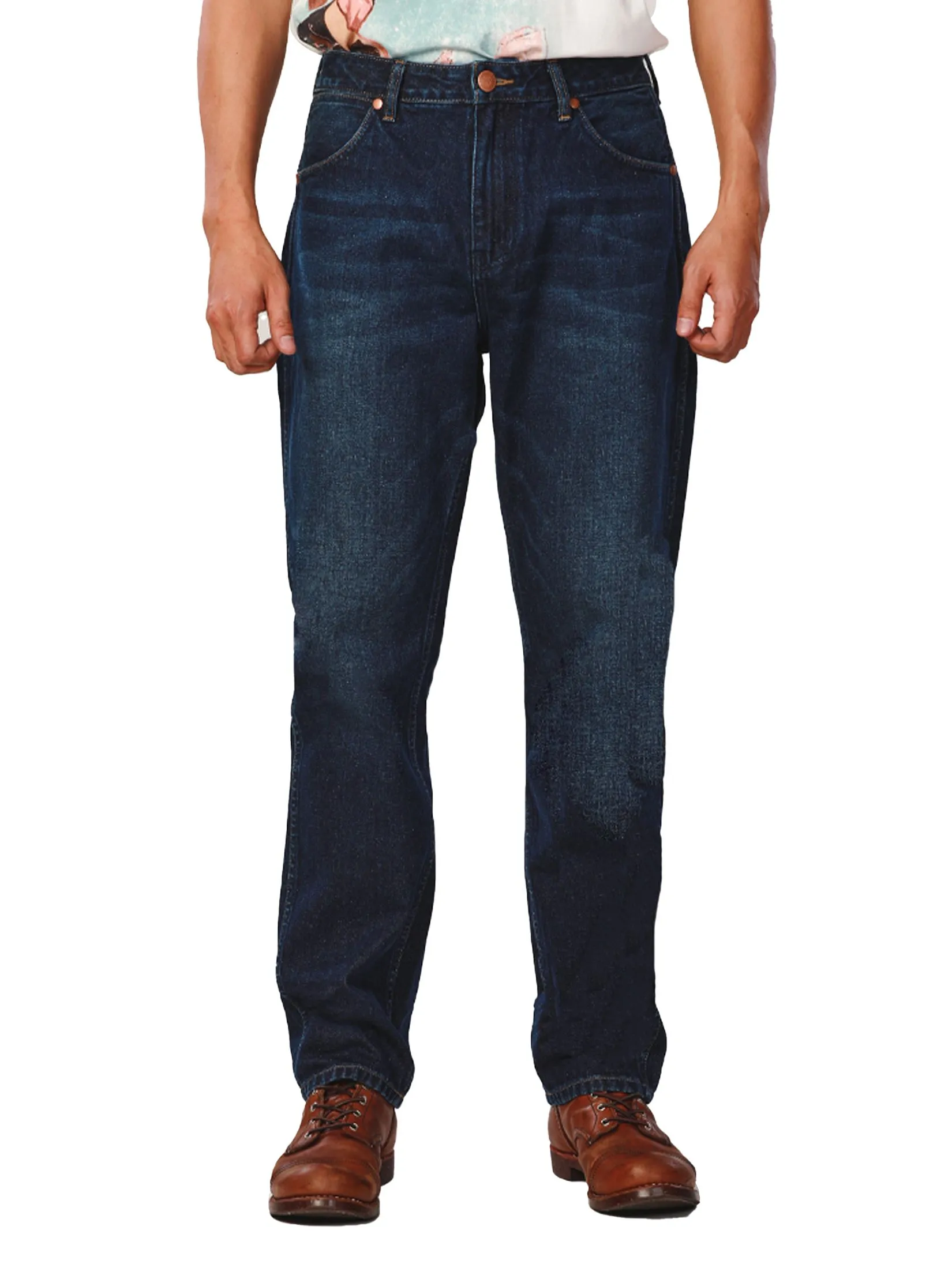 WRANGLER Men's Jeans Everyday with Wrangler Collection Mid Frontier Fit Mid Indigo WRANGLER Men's Jeans Everyday with Wrangler Collection Mid Frontier Fit Mid Indigo