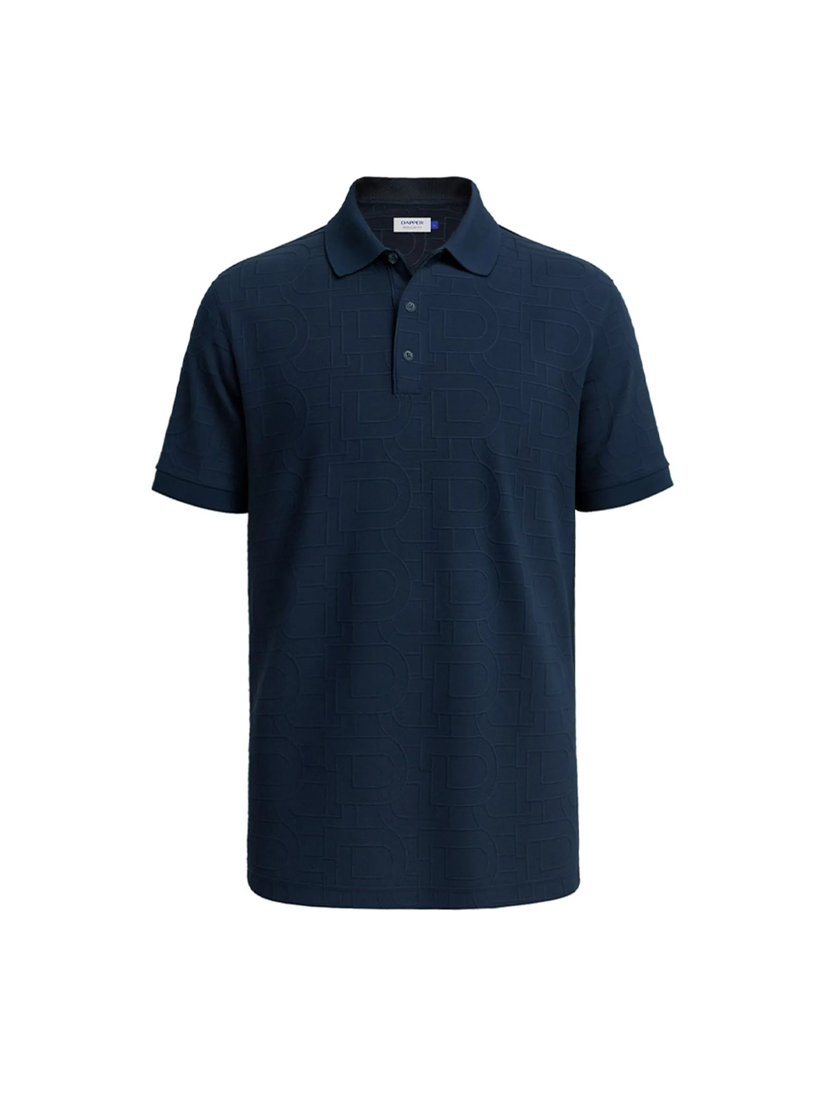 DAPPER DAPPER DP Jacquard Polo Shirt Navy DAPPER DAPPER DP Jacquard Polo Shirt Navy