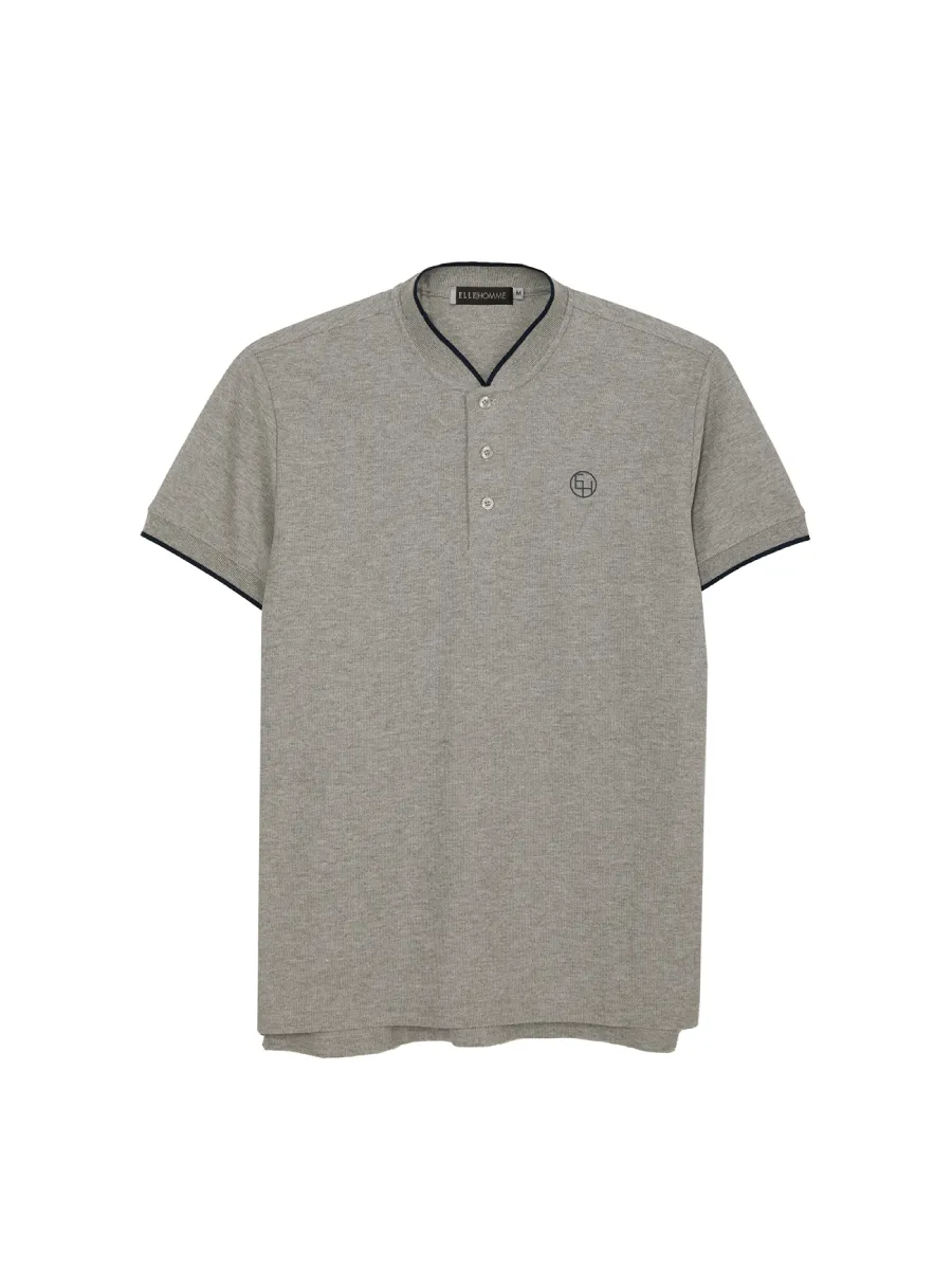ELLE HOMME Men Mandarin collar shirt short sleeves Smart fit W8K912 - Grey ELLE HOMME Men Mandarin collar shirt short sleeves Smart fit W8K912 - Grey