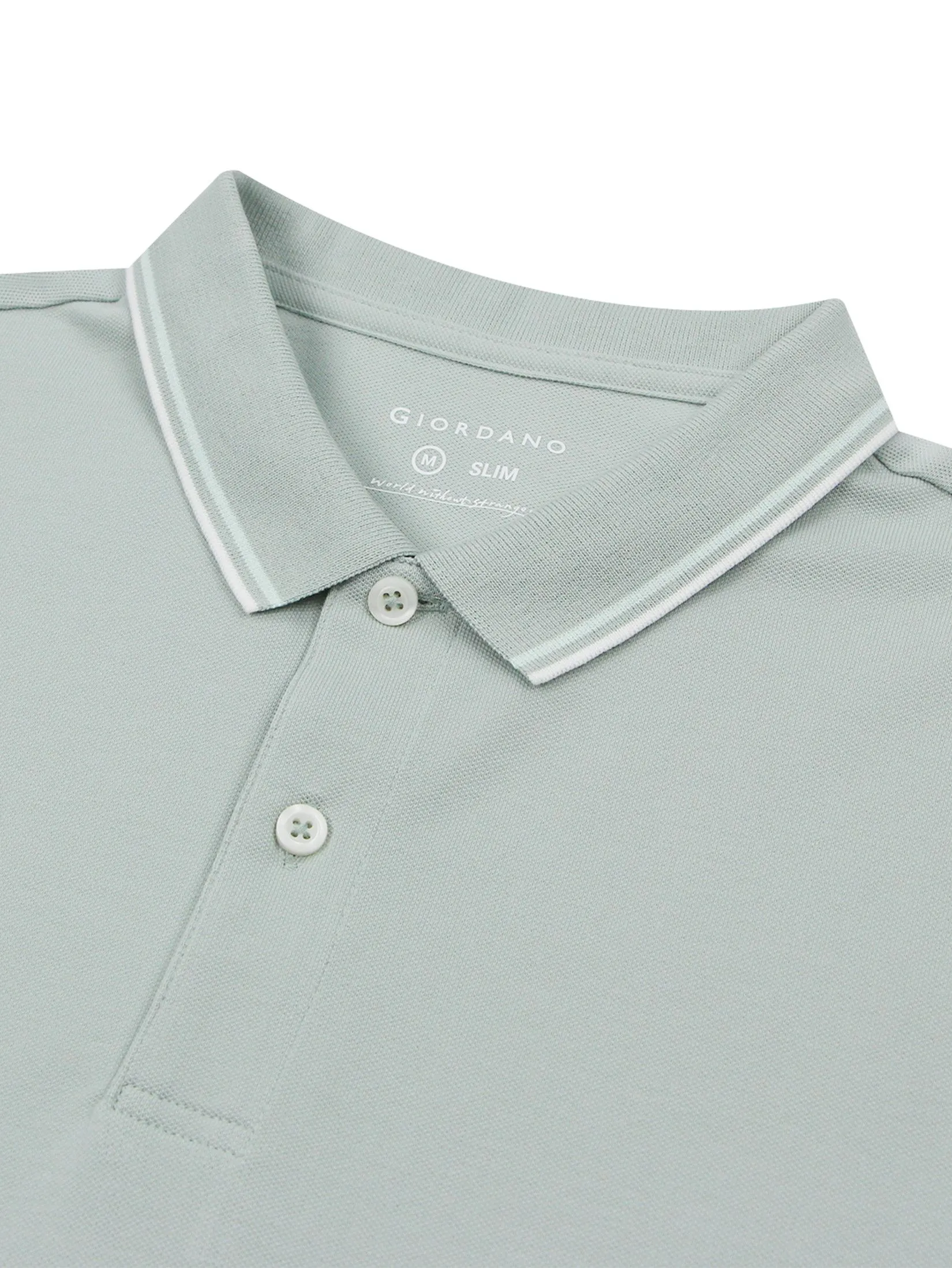 GIORDANO Men's Slim Cotton Lycra Polo Aqua Gray green GIORDANO Men's Slim Cotton Lycra Polo Aqua Gray green