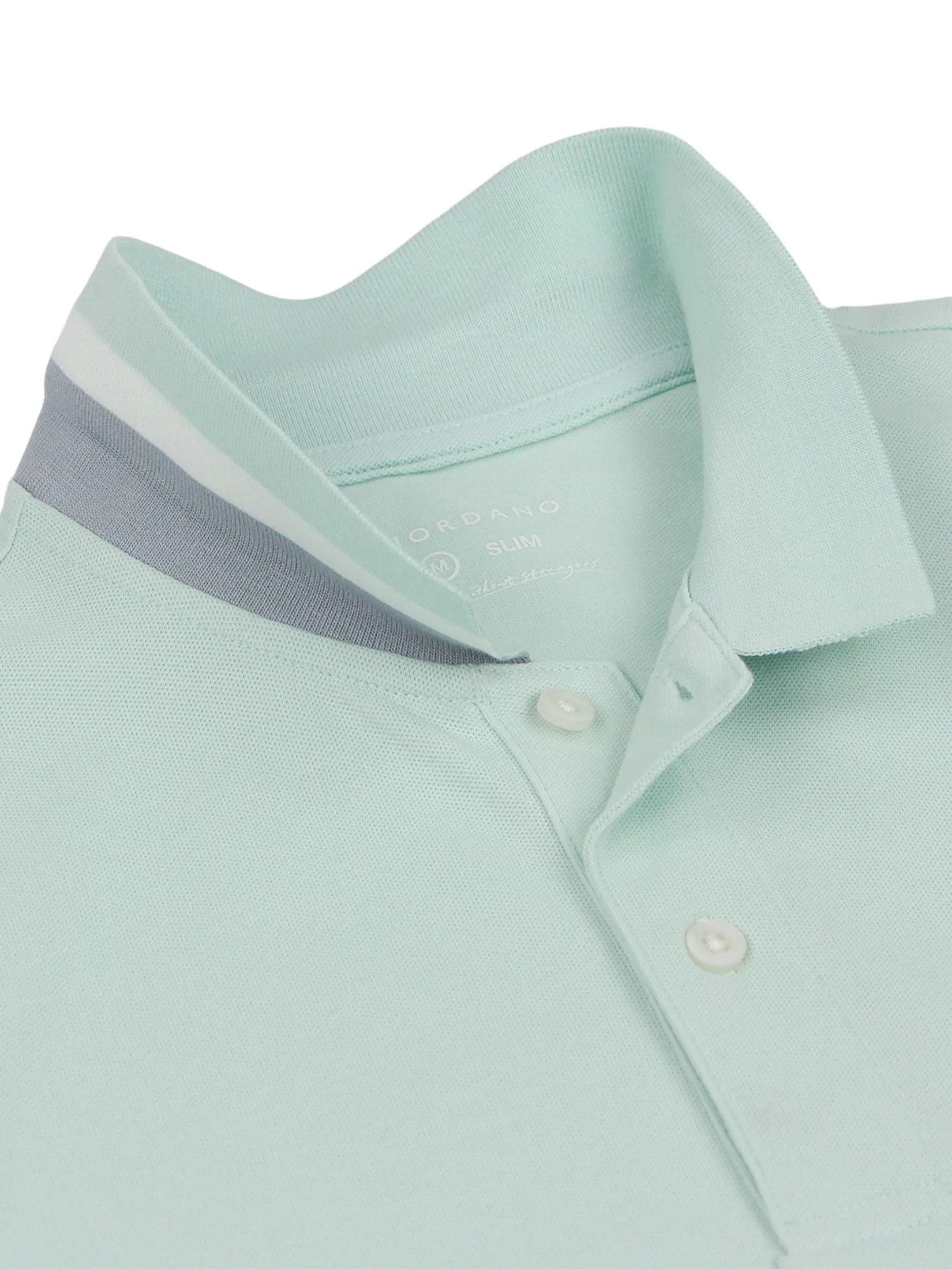 GIORDANO Men's Slim Pique Embroidery Polo (Napoleon) Glacier green GIORDANO Men's Slim Pique Embroidery Polo (Napoleon) Glacier green