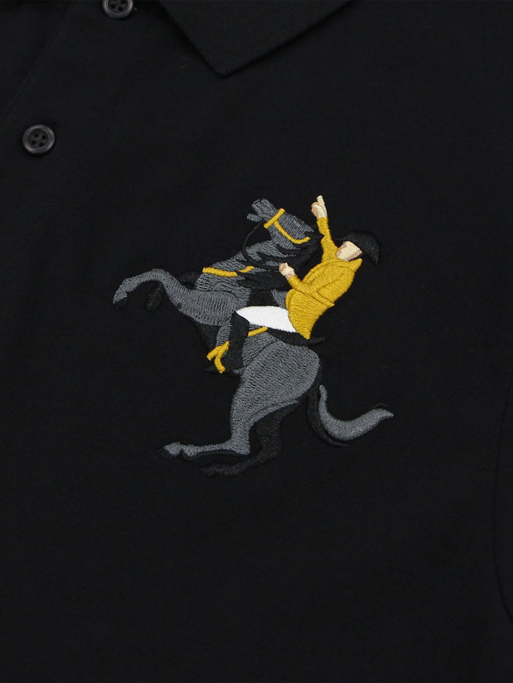 GIORDANO Men's Slim Pique Embroidery Polo (Napoleon) Signature Black GIORDANO Men's Slim Pique Embroidery Polo (Napoleon) Signature Black