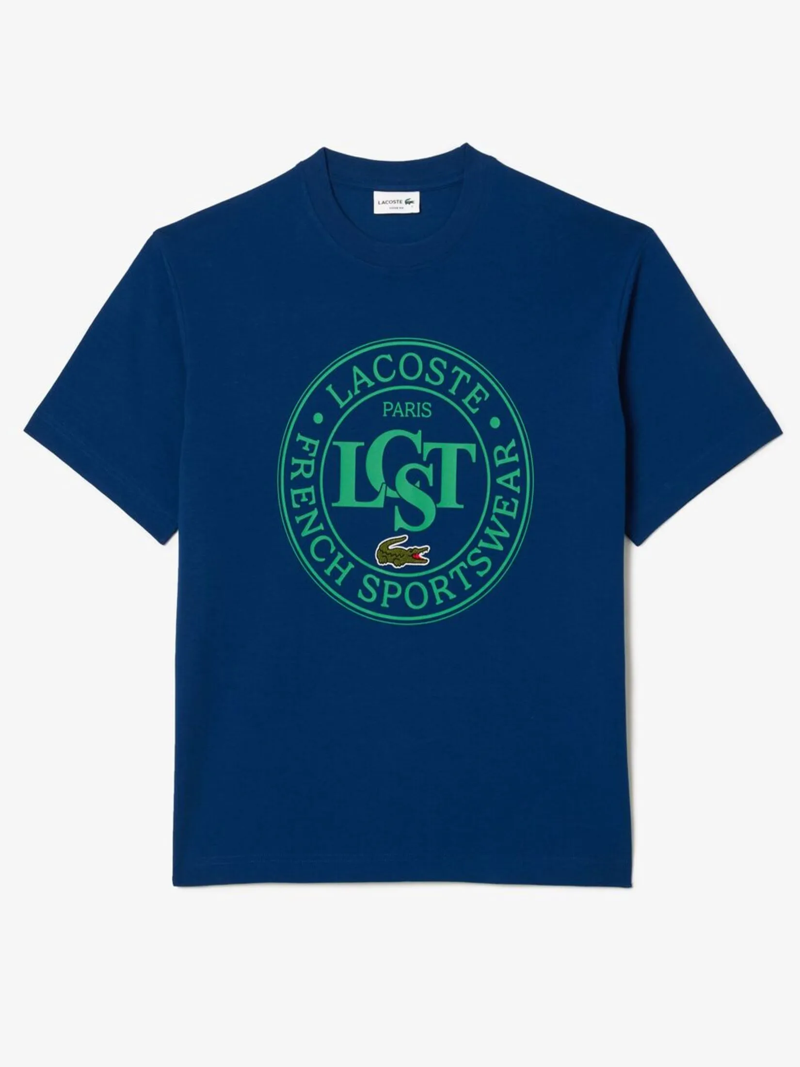 LACOSTE Loose Fit Heavy Cotton Printed T-shirt Blue LACOSTE Loose Fit Heavy Cotton Printed T-shirt Blue