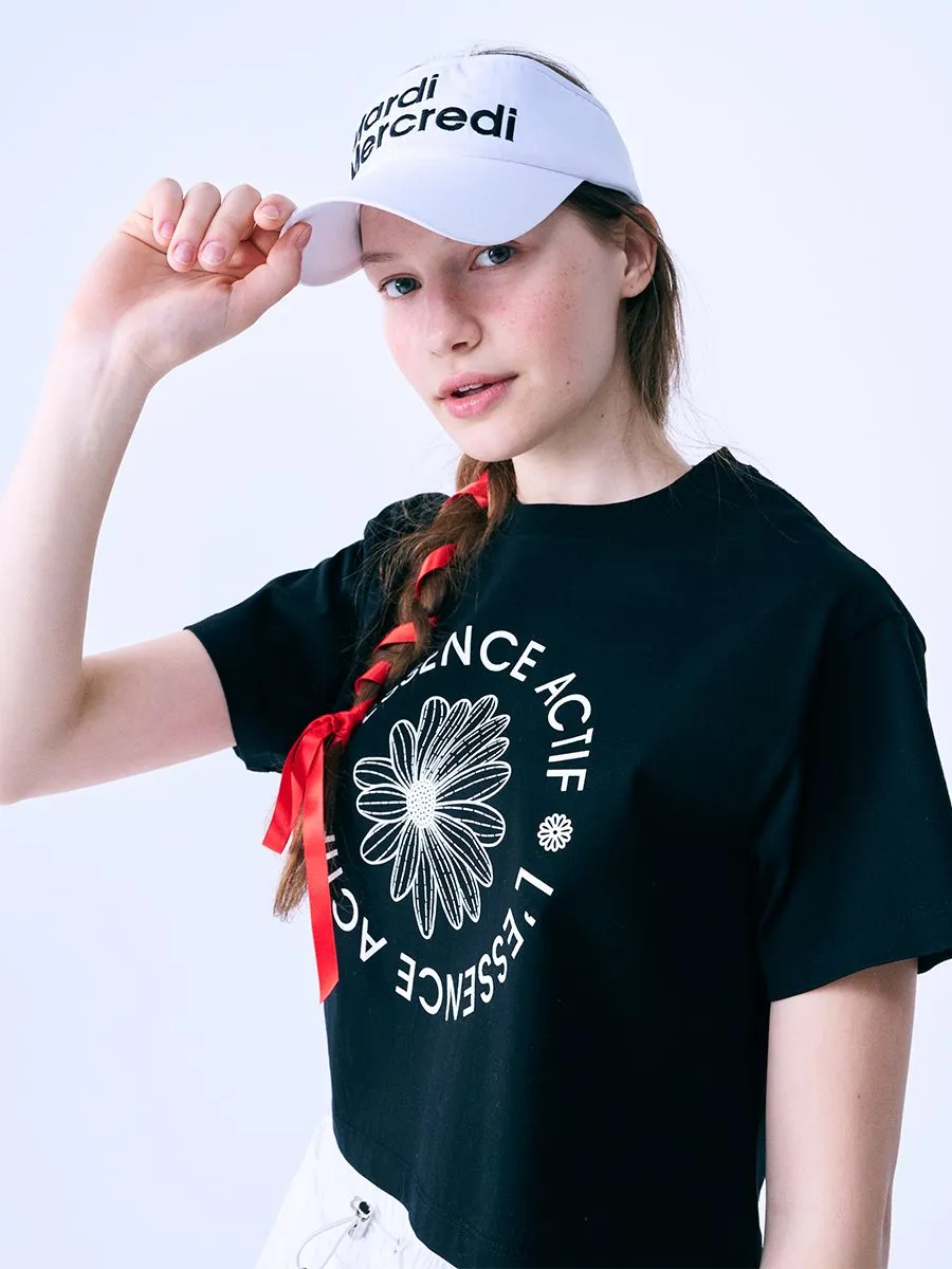 MARDI MERCREDI ACTIF Crop Tshirt Actif Emblem Black Ivory F MARDI MERCREDI ACTIF Crop Tshirt Actif Emblem Black Ivory F