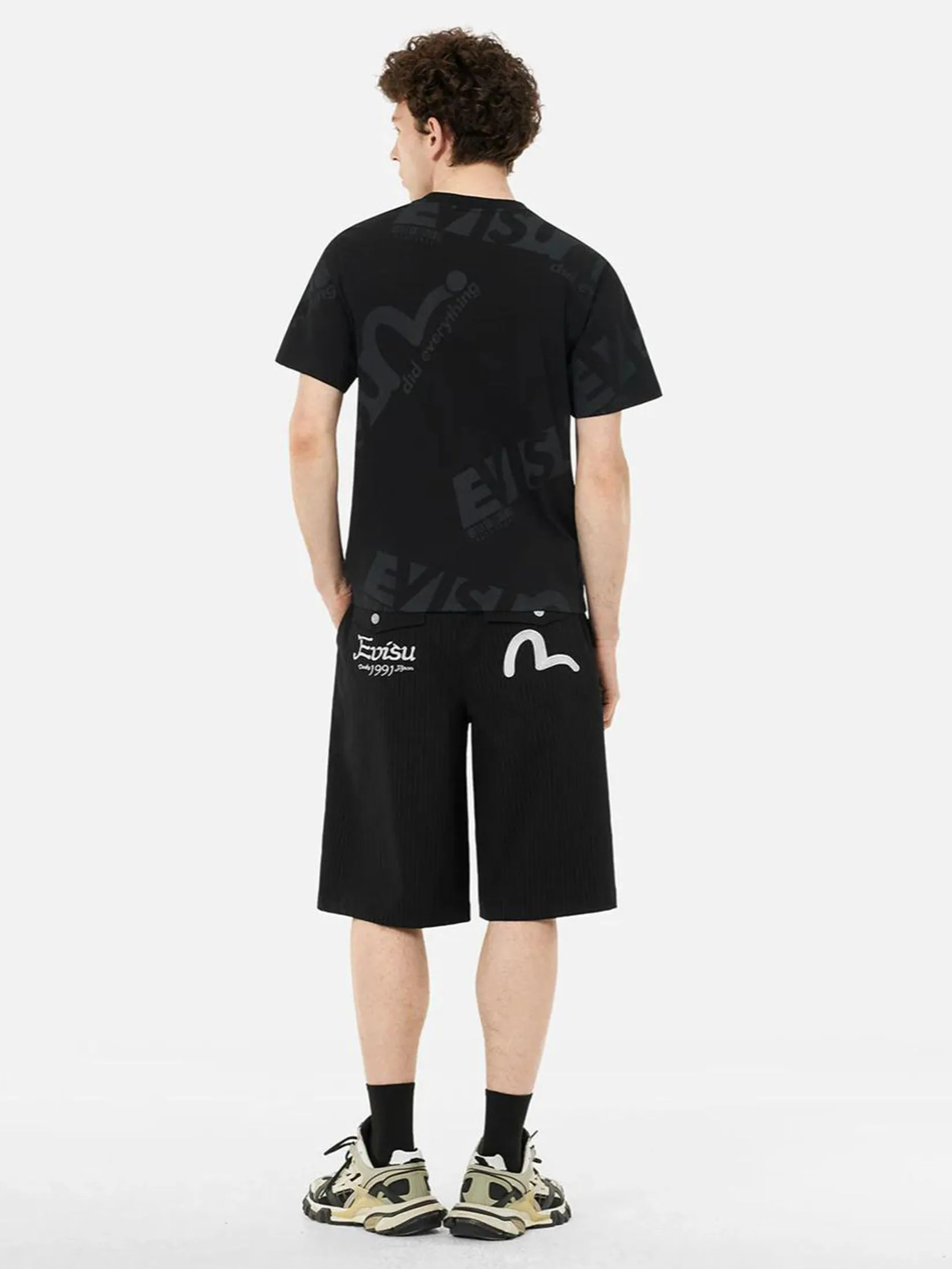 EVISU Men T-Shirt Allover Logo and Seagull Print Regular Fit EVISU Men T-Shirt Allover Logo and Seagull Print Regular Fit