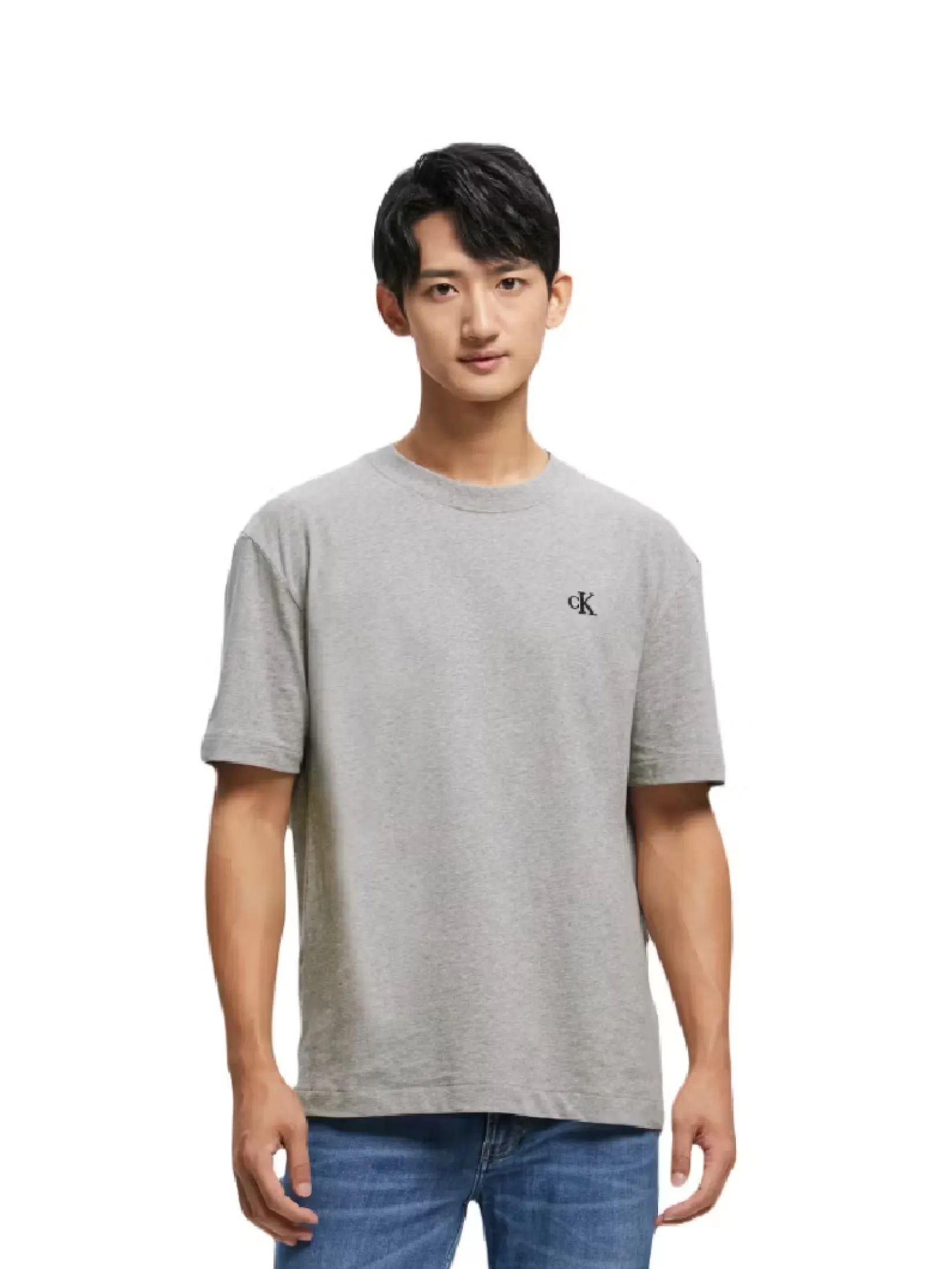 CALVIN KLEIN Men Archive Logo Tops Tees Relaxed - Grey CALVIN KLEIN Men Archive Logo Tops Tees Relaxed - Grey