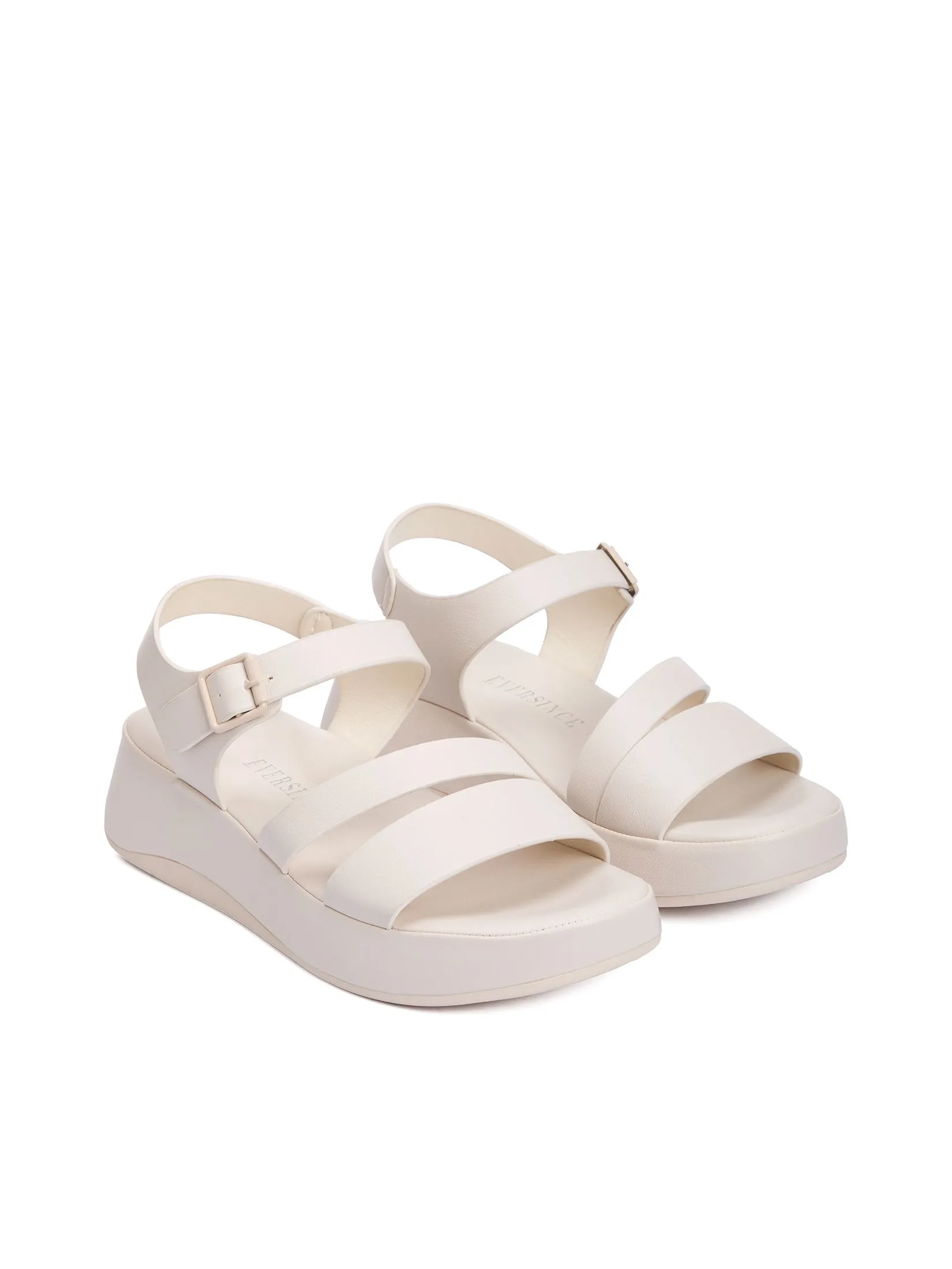 EVERSINCE Women Wedge Sandals With Belt Strap EVERSINCE Women Wedge Sandals With Belt Strap