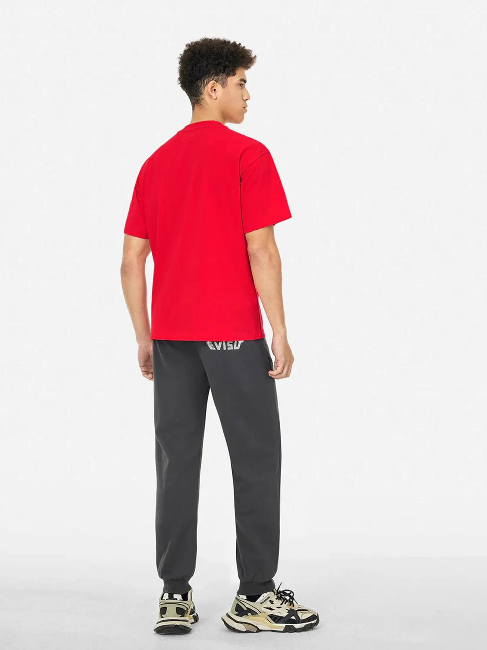 EVISU Men T-Shirt Seagull Print with Logo Embroidery Relax Fit Red EVISU Men T-Shirt Seagull Print with Logo Embroidery Relax Fit Red