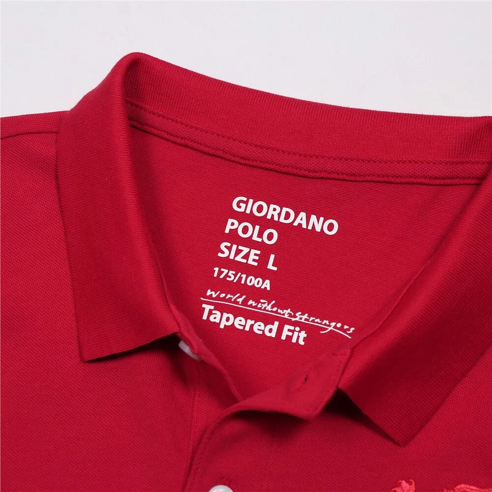 GIORDANO Red Men's 3D Lion Cotton Lycra Pique Polo GIORDANO Red Men's 3D Lion Cotton Lycra Pique Polo