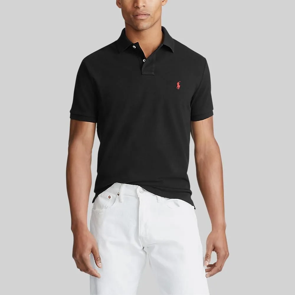 POLO RALPH LAUREN POLO-Custom Slim Fit Mesh Polo Shirt MNPOKNI1N820344 001 BLACK POLO RALPH LAUREN POLO-Custom Slim Fit Mesh Polo Shirt MNPOKNI1N820344 001 BLACK