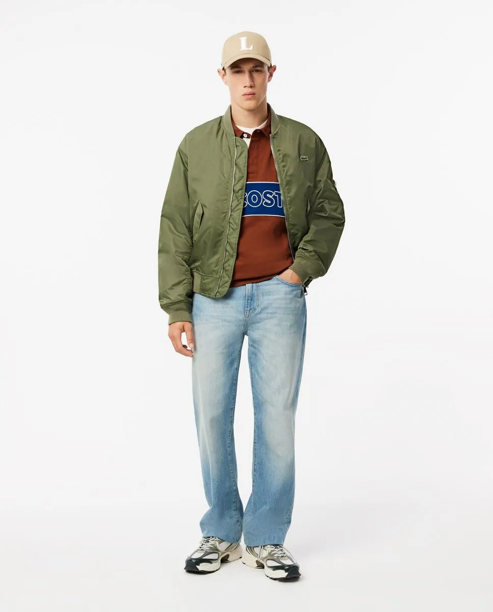 LACOSTE Relaxed Fit Cotton Rugby Shirt Brown