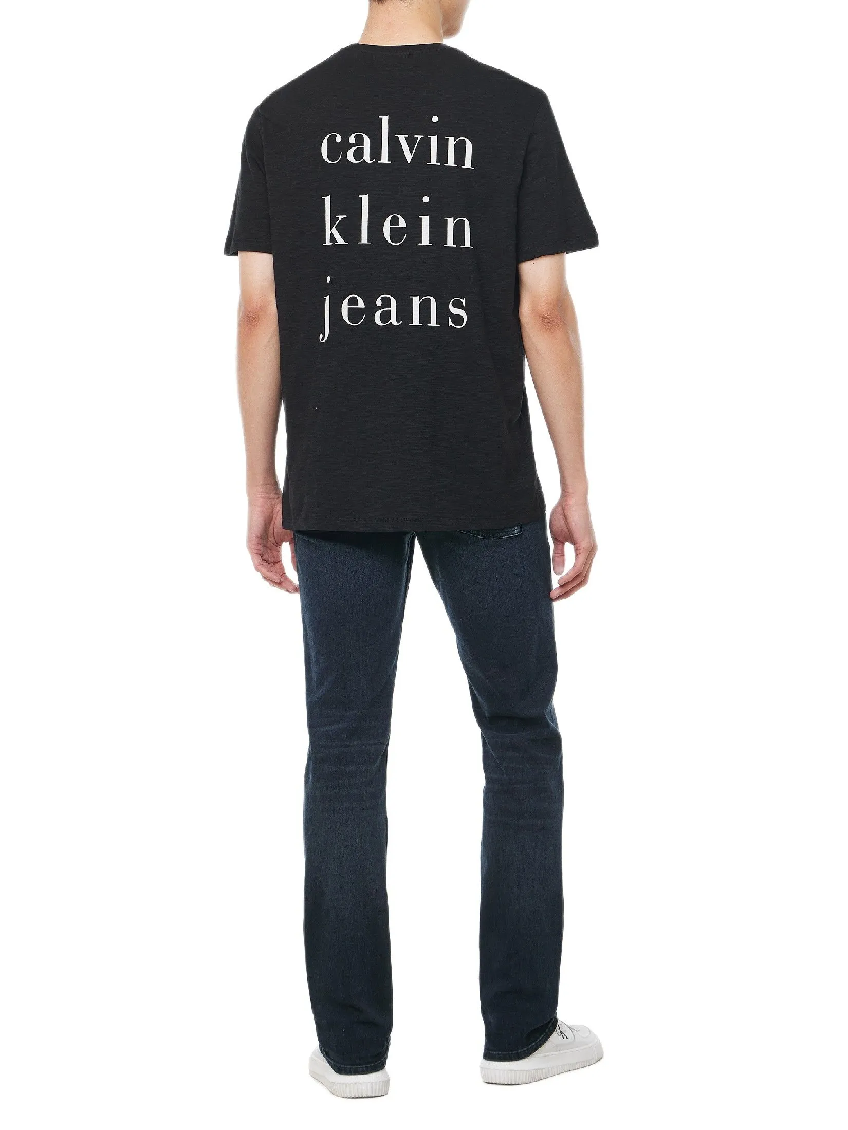 CALVIN KLEIN Men's Spaced Logo Graphic Regular Short Sleeve T-Shirt Black CALVIN KLEIN Men's Spaced Logo Graphic Regular Short Sleeve T-Shirt Black