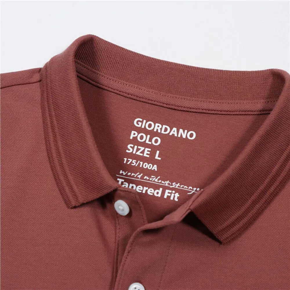 GIORDANO Brown Men's 3D Lion Cotton Lycra Pique Polo GIORDANO Brown Men's 3D Lion Cotton Lycra Pique Polo