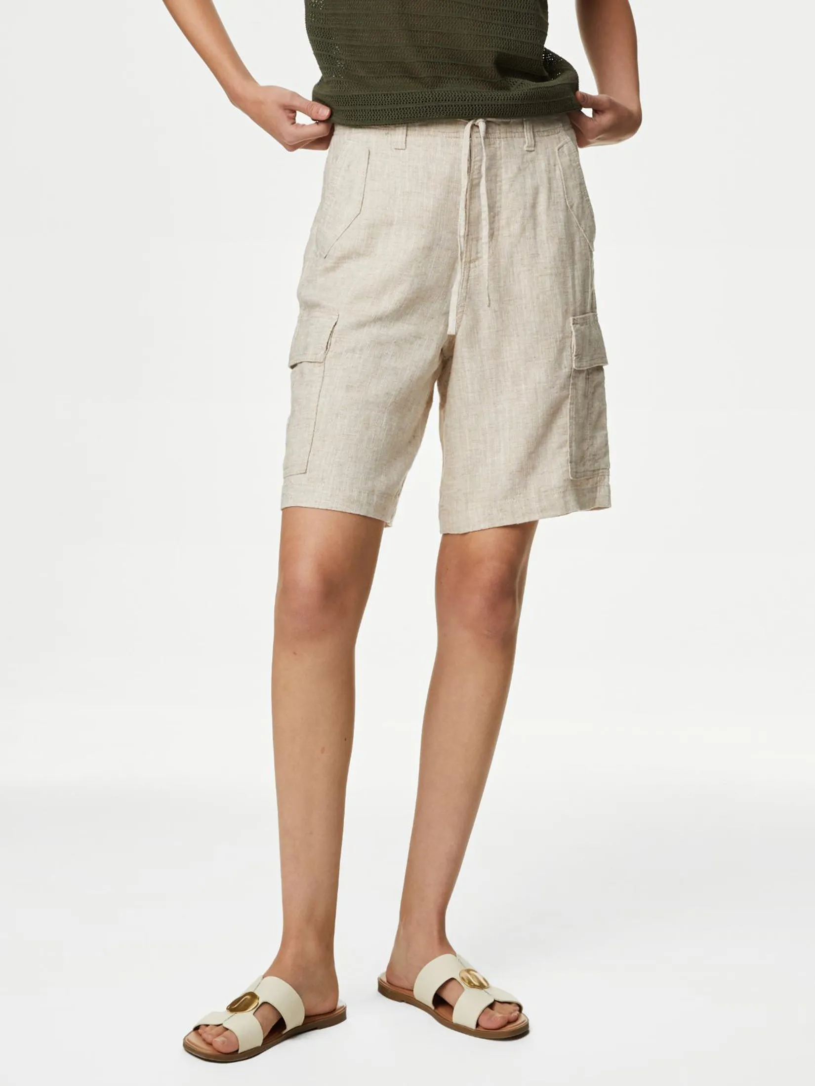 MARKS & SPENCER Women Cargo Utility Shorts Linen Rich MARKS & SPENCER Women Cargo Utility Shorts Linen Rich