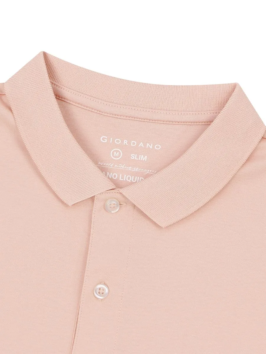 GIORDANO Men's Liquid Touch Polo Evening Sand Pink GIORDANO Men's Liquid Touch Polo Evening Sand Pink