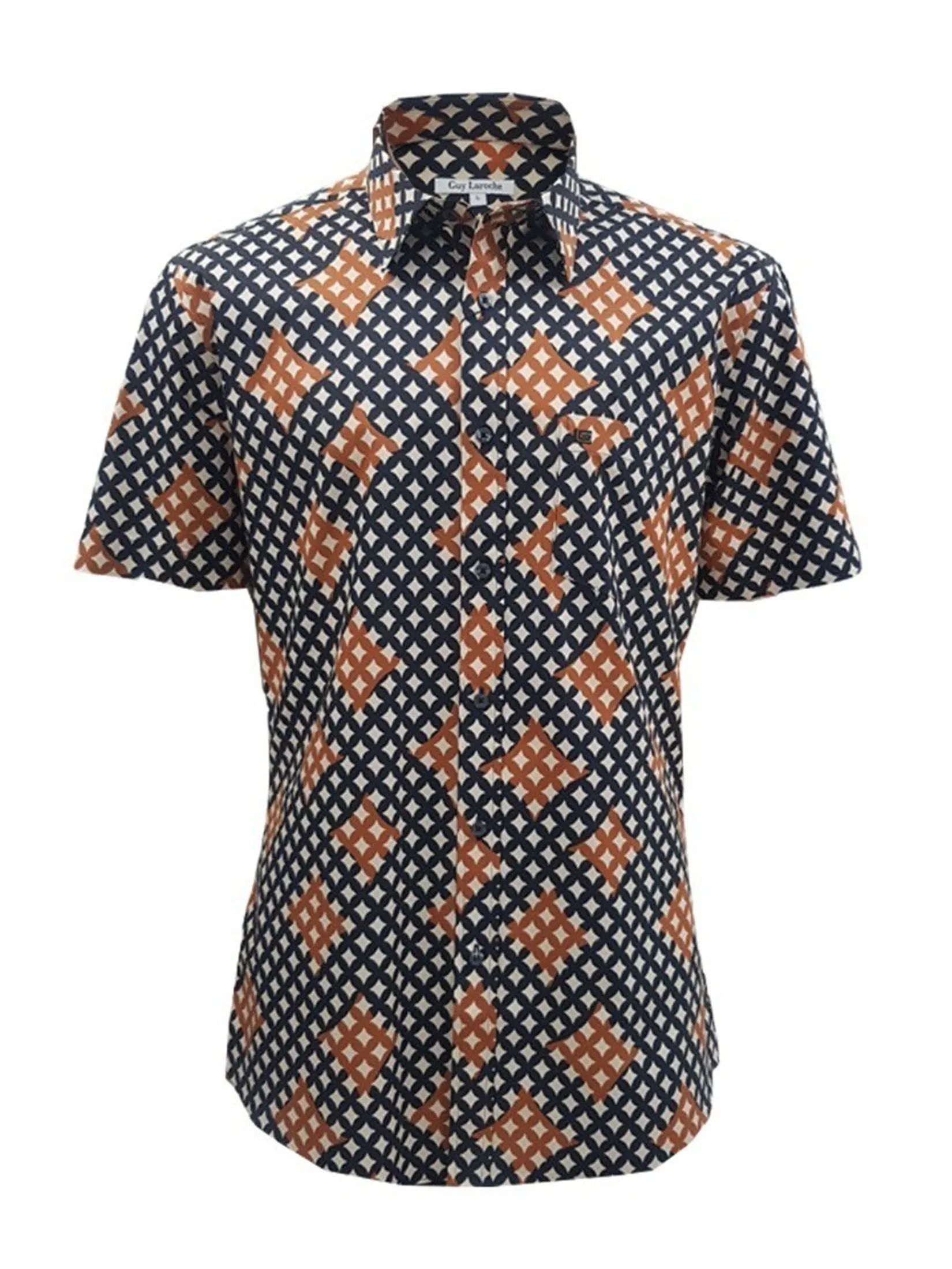 GUY LAROCHE MENWEAR Men's Shirt short sleeves BAC5300S4BR - Brown GUY LAROCHE MENWEAR Men's Shirt short sleeves BAC5300S4BR - Brown