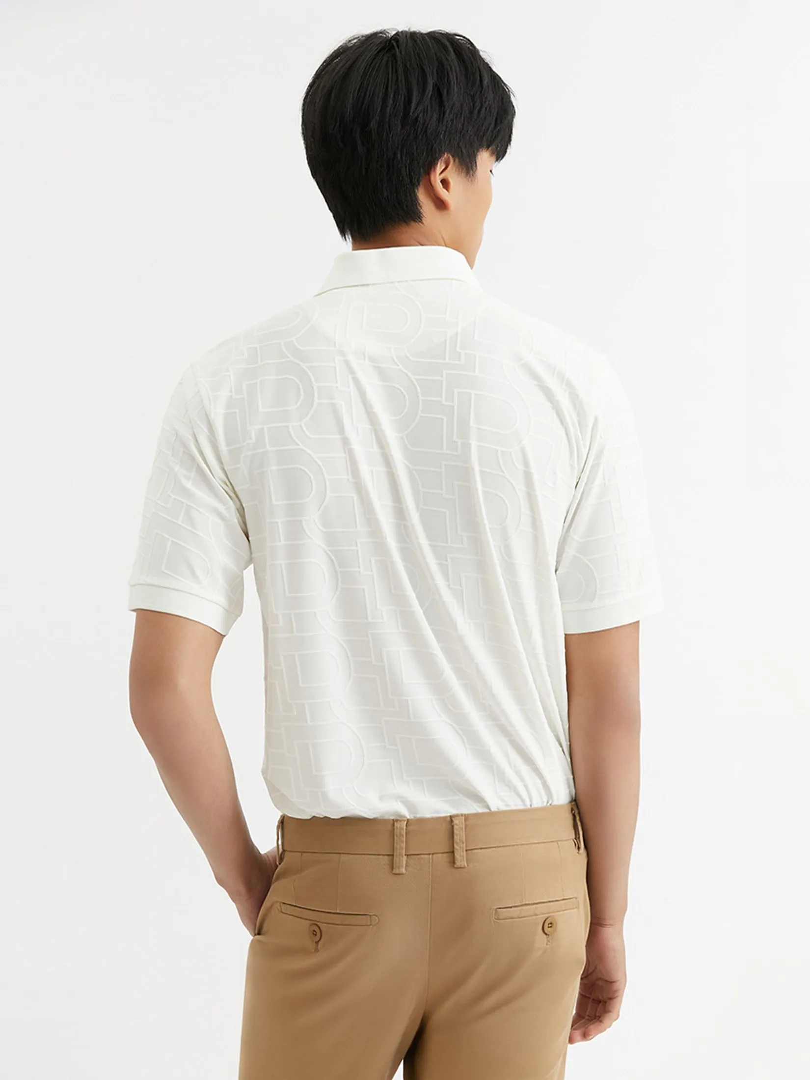 DAPPER DAPPER DP Jacquard Polo Shirt White DAPPER DAPPER DP Jacquard Polo Shirt White