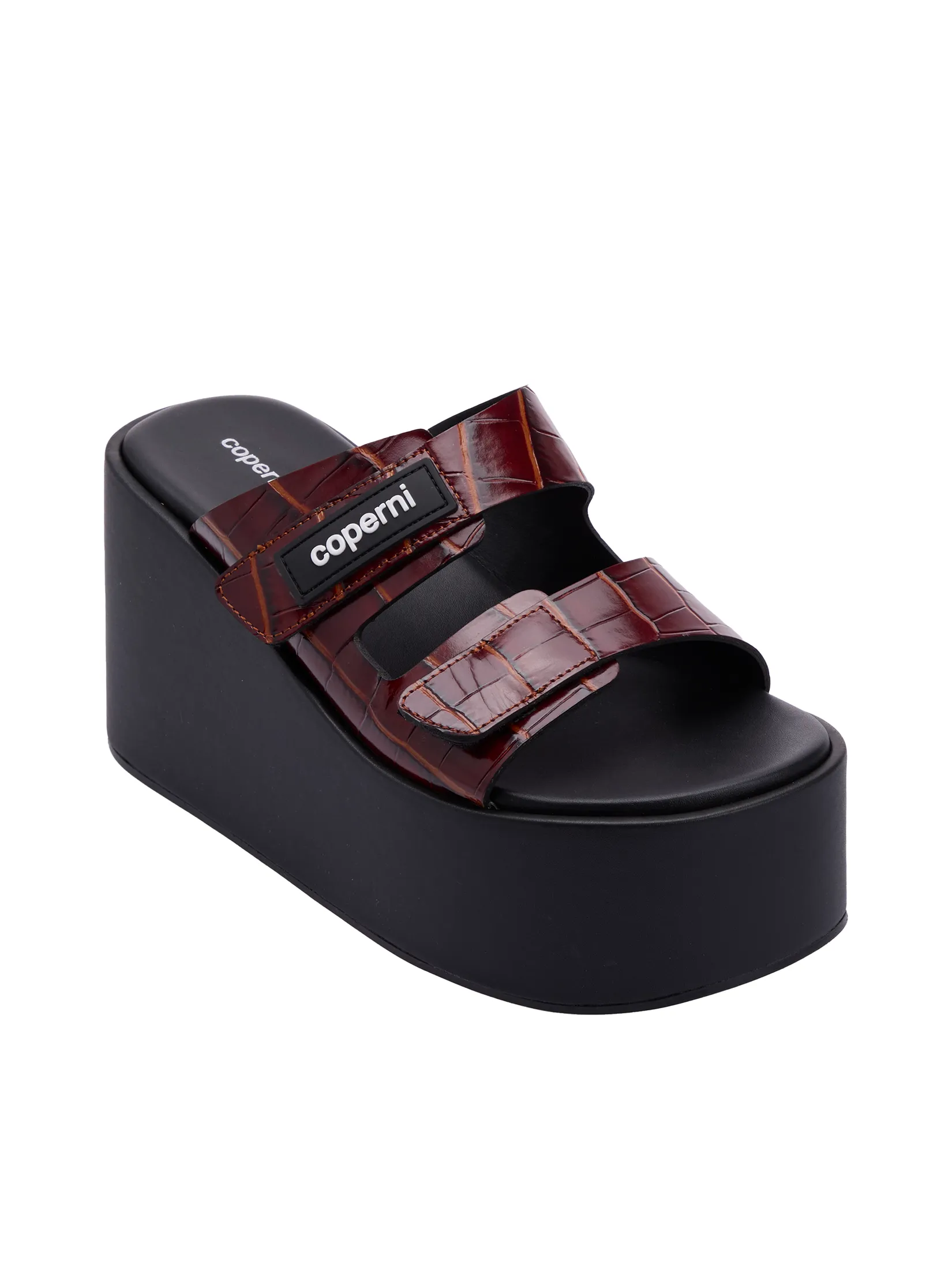 COPERNI Women Sandals Wedge Croco Patch Dark Brown COPERNI Women Sandals Wedge Croco Patch Dark Brown