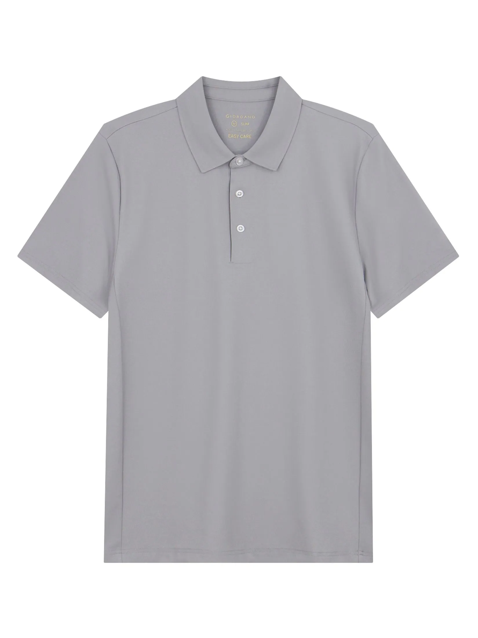 GIORDANO Men's Slim Easy Care Interlock Polo Light Grey GIORDANO Men's Slim Easy Care Interlock Polo Light Grey