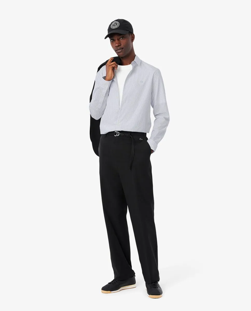 LACOSTE Regular Fit Striped Poplin Shirt White LACOSTE Regular Fit Striped Poplin Shirt White