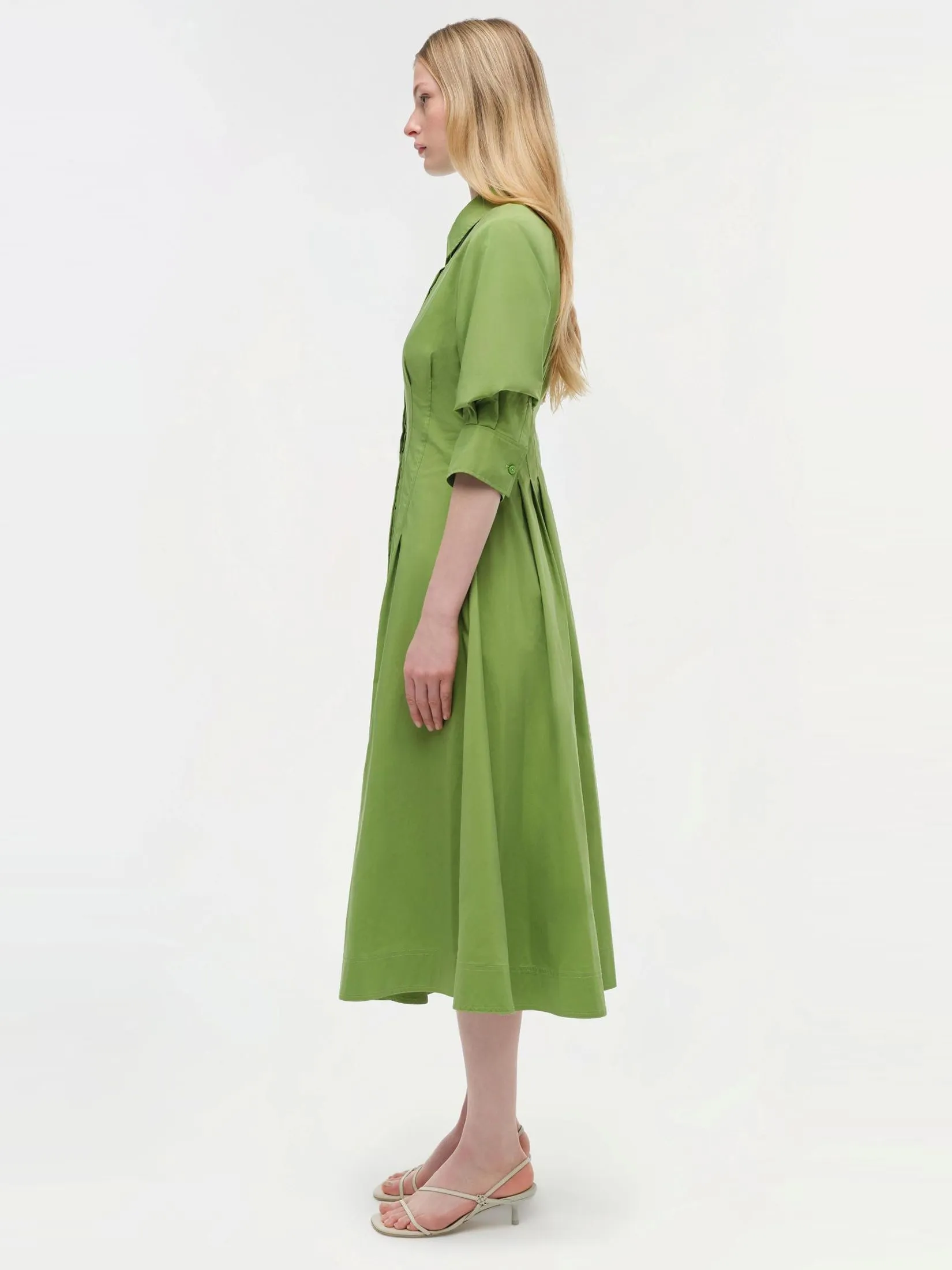 SIMKHAI Women Midi Dress Jazz Pintuck Deep Peridot SIMKHAI Women Midi Dress Jazz Pintuck Deep Peridot