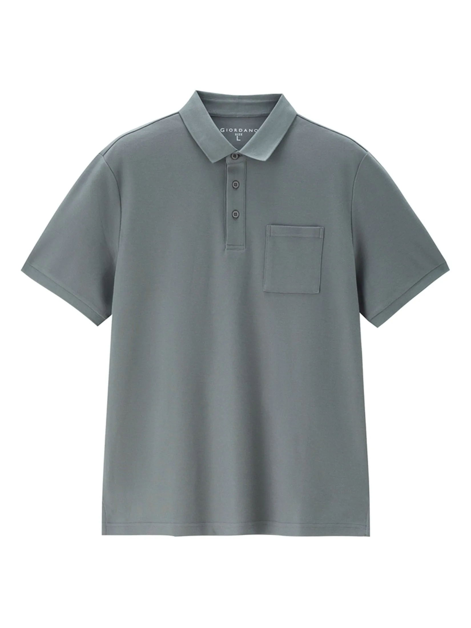 GIORDANO Men's Beau Monde Regular Ice Cooling Pocket Polo Dark Grey GIORDANO Men's Beau Monde Regular Ice Cooling Pocket Polo Dark Grey
