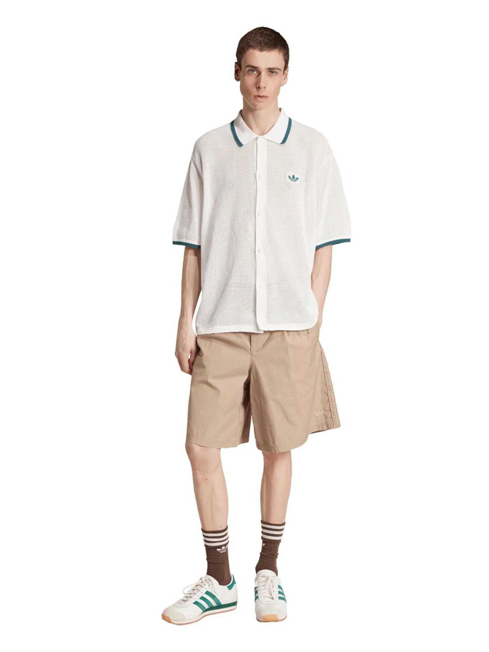 ADIDAS Men Bermuda Shorts Adidas Originals Wide Leg Khaki Beige ADIDAS Men Bermuda Shorts Adidas Originals Wide Leg Khaki Beige