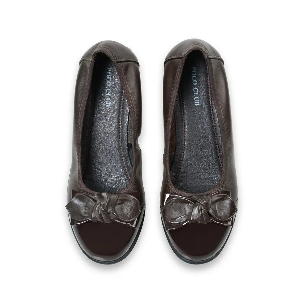 POLO CLUB Brown Leather Court Shoes Rounded Toe Blocked Heel 1.75 inch P1558 POLO CLUB Brown Leather Court Shoes Rounded Toe Blocked Heel 1.75 inch P1558
