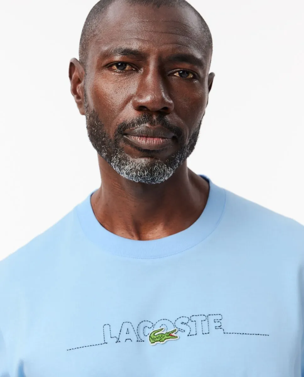 LACOSTE French Made Embroidered T-shirt Blue LACOSTE French Made Embroidered T-shirt Blue