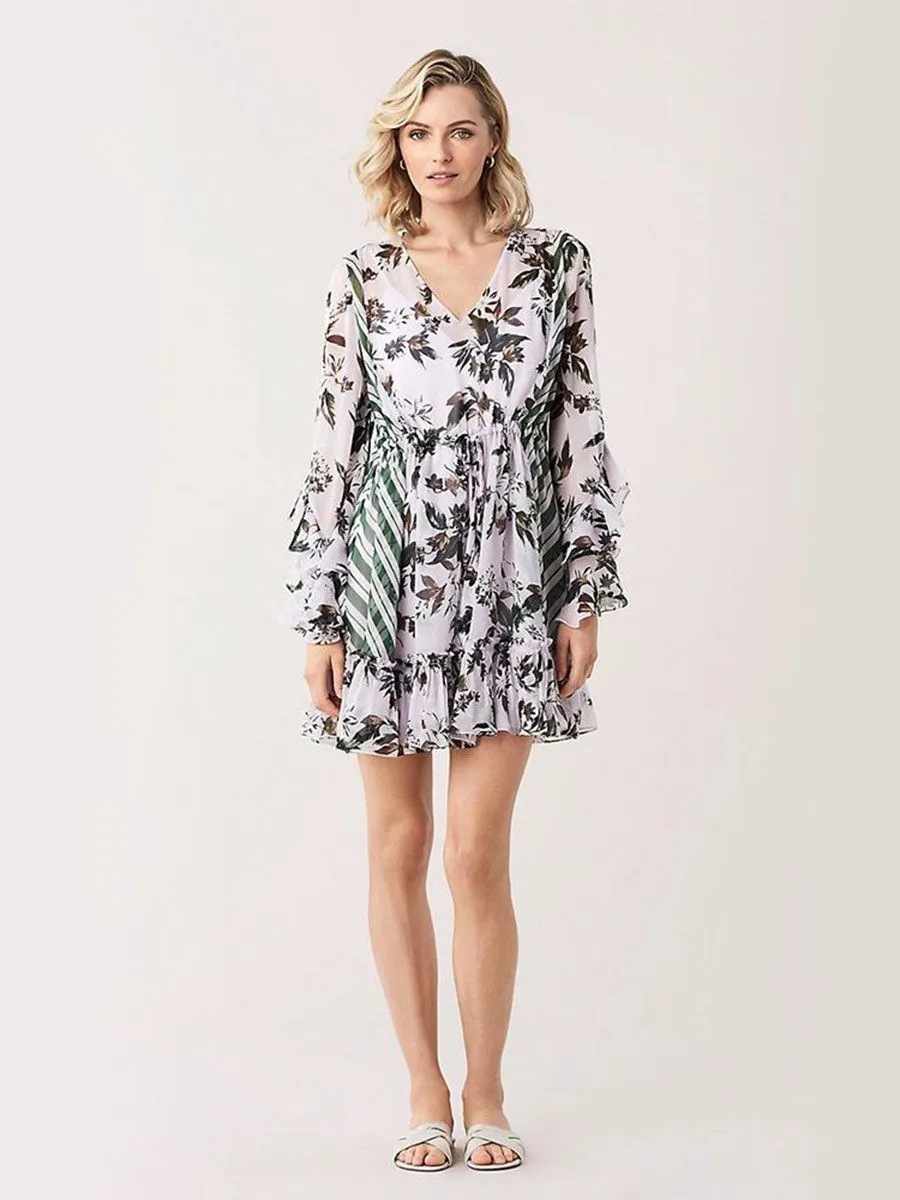 DIANE VON FURSTENBERG Women'S Dress DVF HARLOW Caribean Florl Lavnder Fog Mul DIANE VON FURSTENBERG Women'S Dress DVF HARLOW Caribean Florl Lavnder Fog Mul