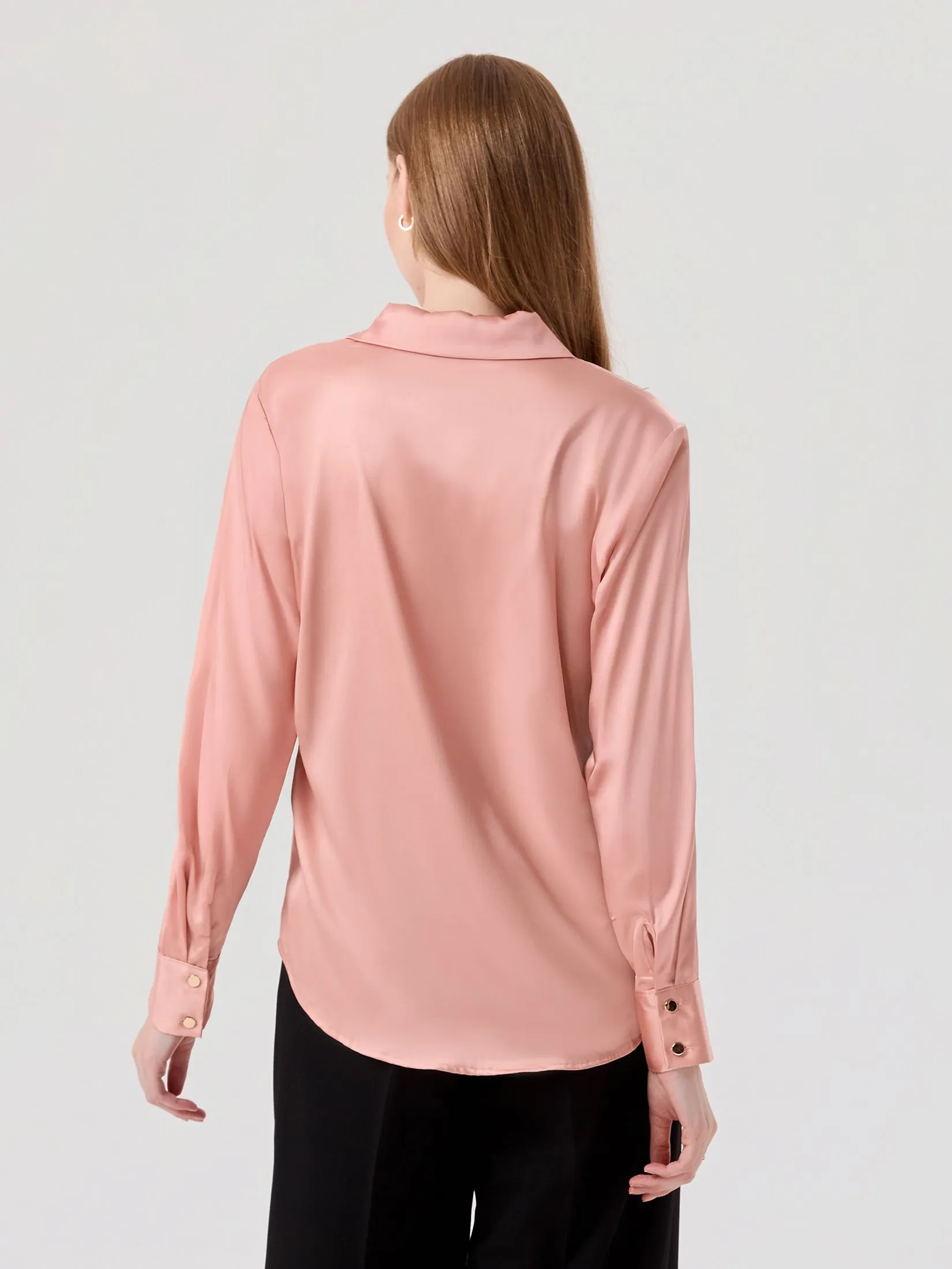 ESPADA Smooth Satin Shirt Woman Pink ESPADA Smooth Satin Shirt Woman Pink