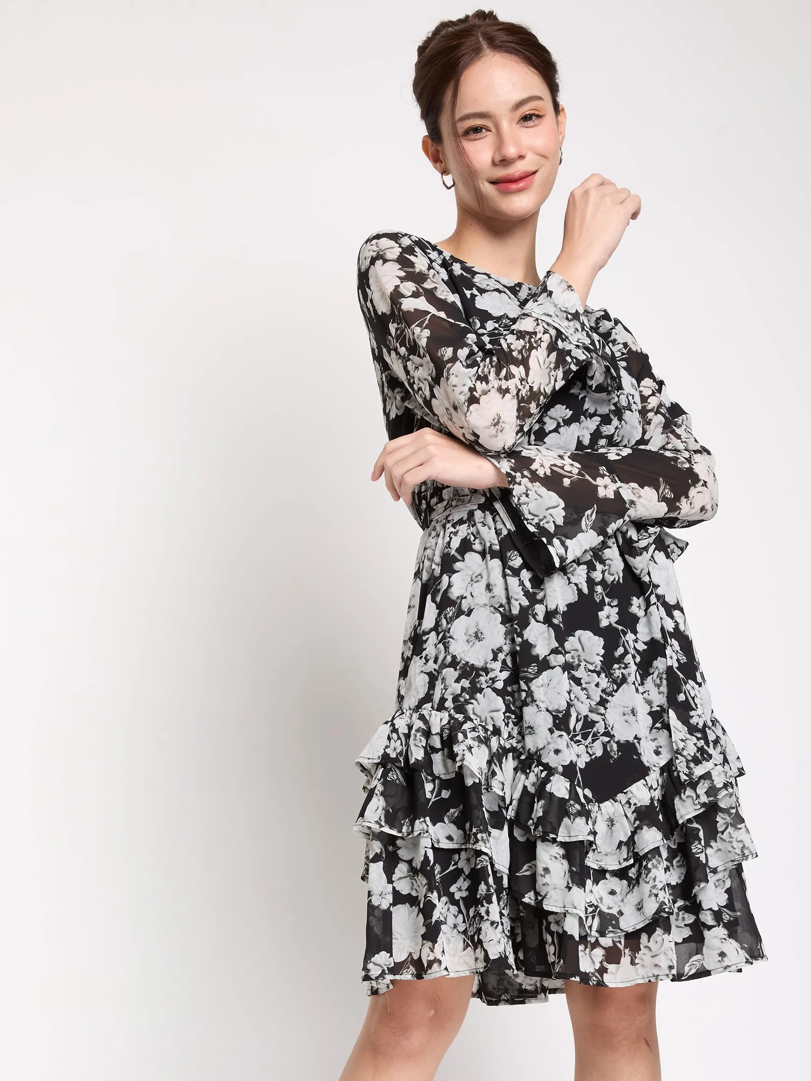 FOF Women Dress Flare Skirt Black FOF Women Dress Flare Skirt Black