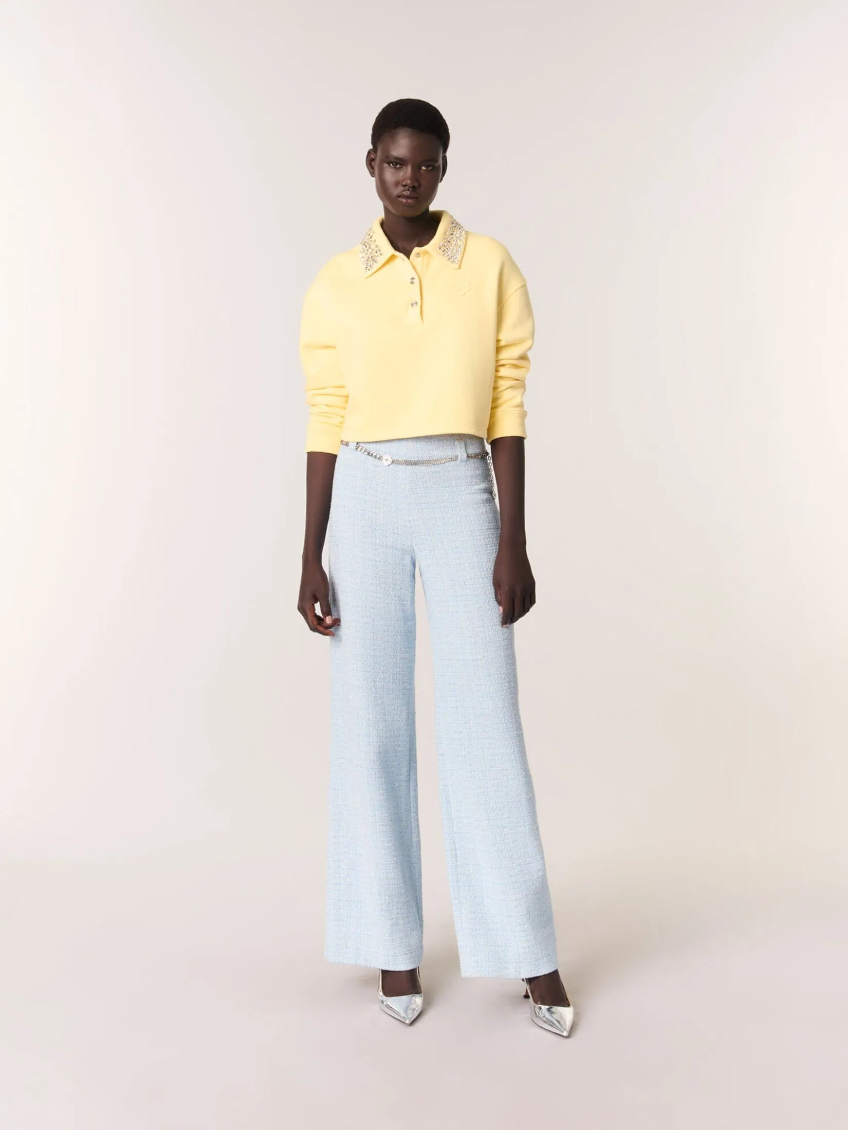 MAJE Women Trousers With Belt Tweed MAJE Women Trousers With Belt Tweed