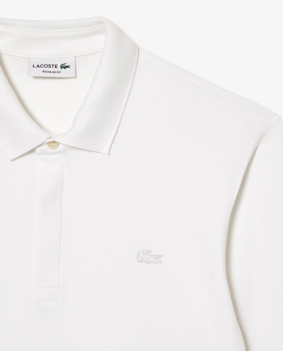 LACOSTE Smart Paris Long Sleeve Stretch Cotton Polo Shirt White LACOSTE Smart Paris Long Sleeve Stretch Cotton Polo Shirt White
