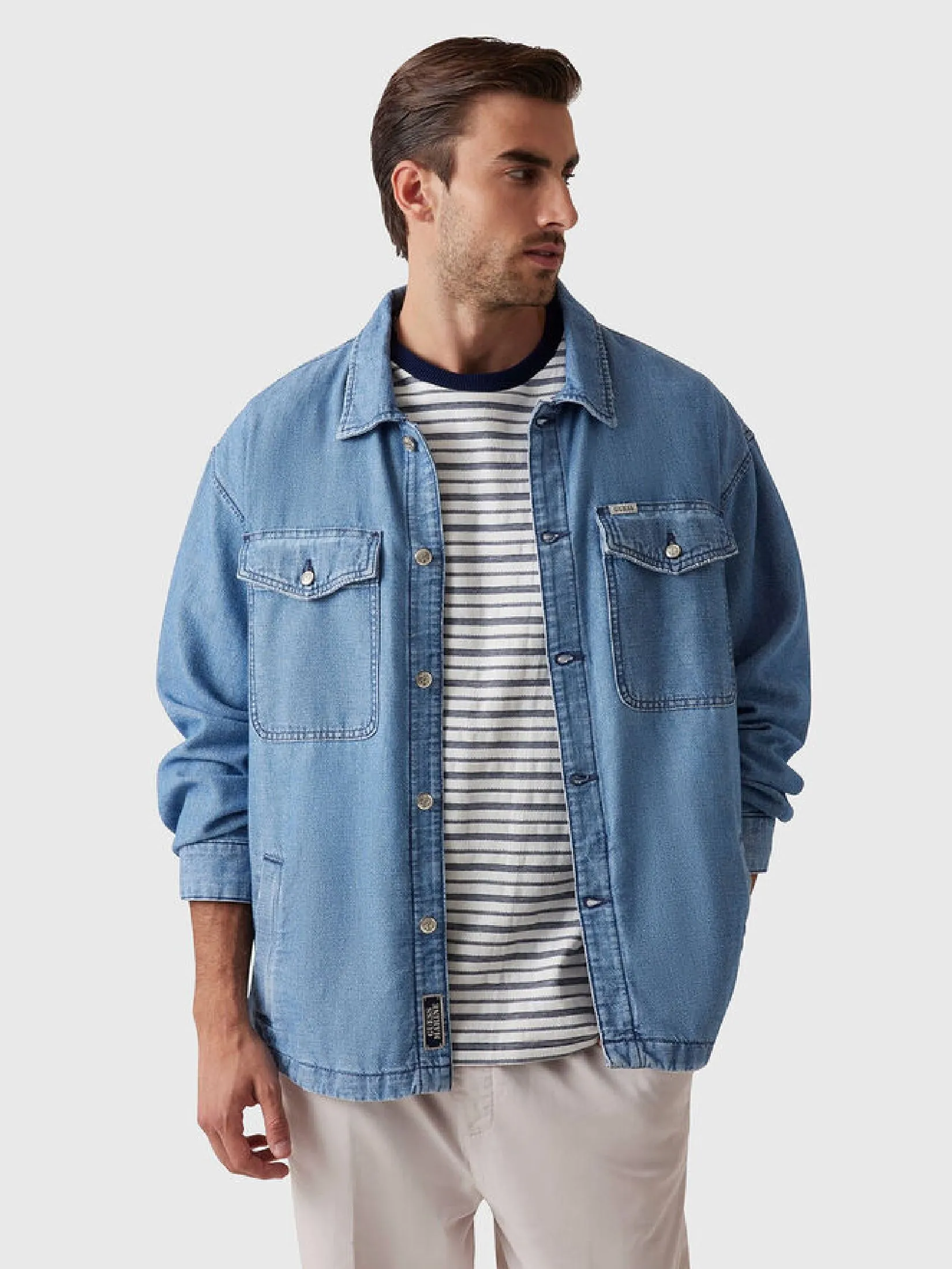 GUESS MEN Denim jacket with logo - Denim GUESS MEN Denim jacket with logo - Denim