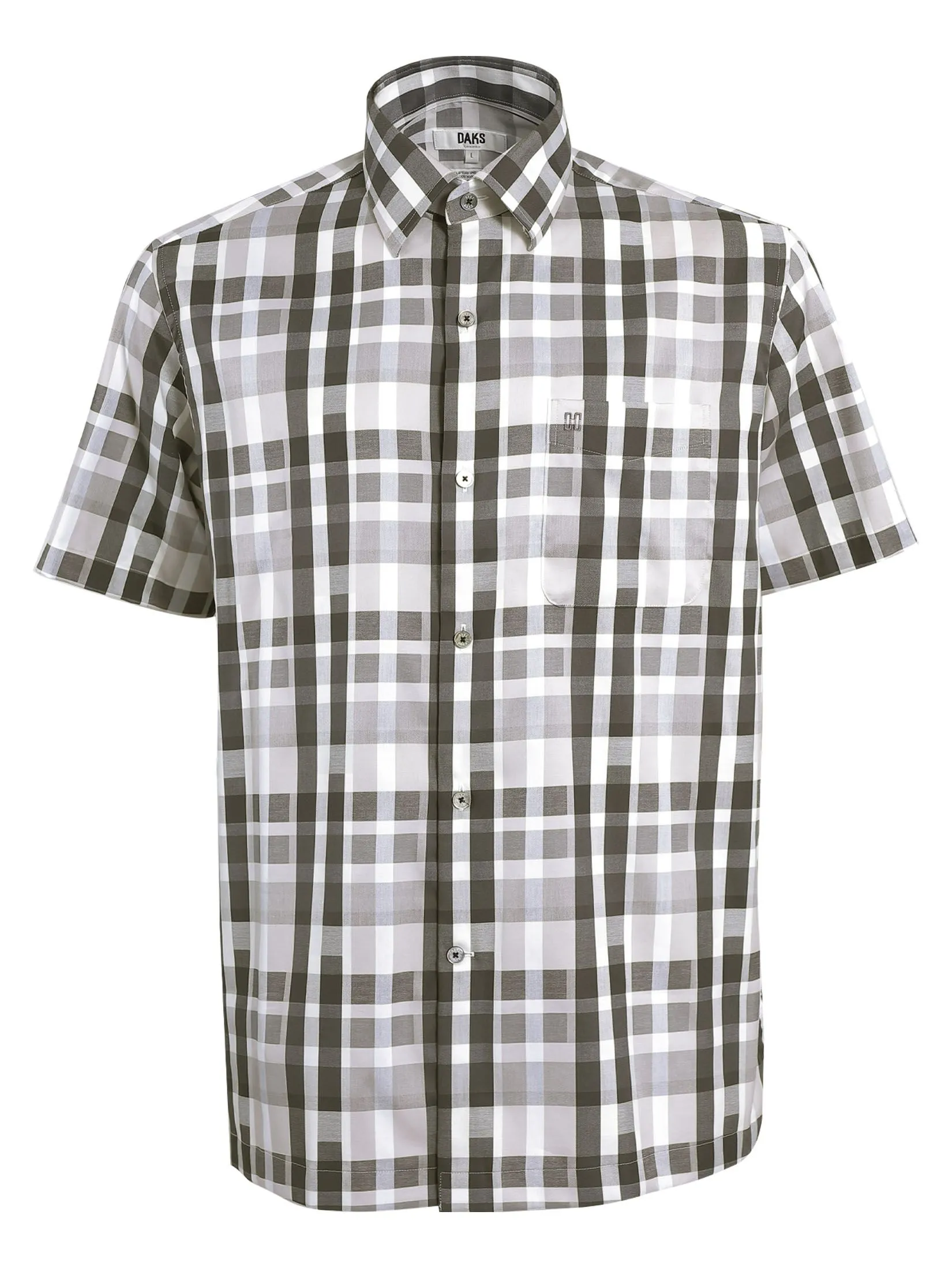 DAKS Men Short Sleeve Shirt Regular Fit Grey DAKS Men Short Sleeve Shirt Regular Fit Grey