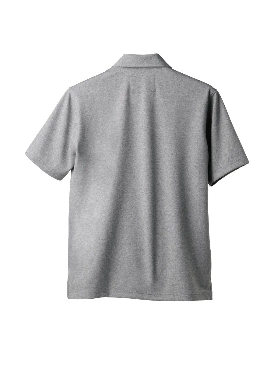 TAKEO KIKUCHI MEN GREY STRETCH PUNCH FABRIC ZIPPER POLO SHIRT TAKEO KIKUCHI MEN GREY STRETCH PUNCH FABRIC ZIPPER POLO SHIRT