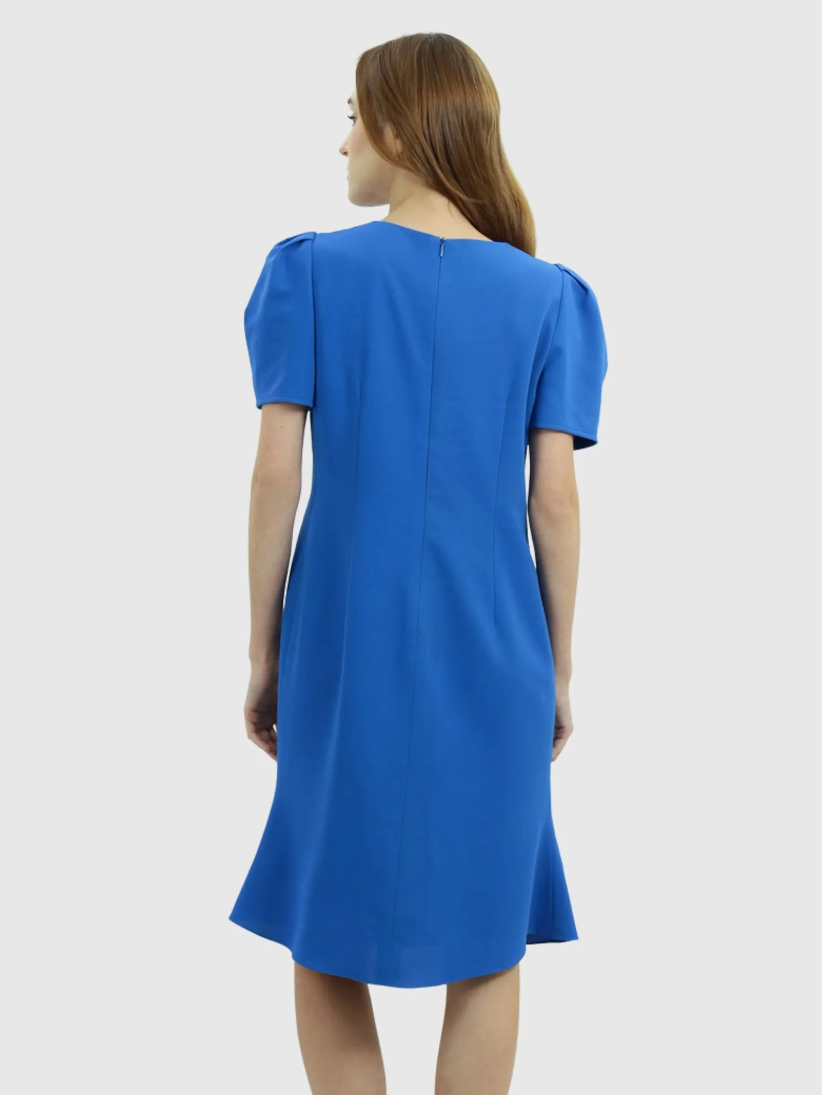 VERONIQA Women Dress Short Sleeves Dobby Blue VERONIQA Women Dress Short Sleeves Dobby Blue