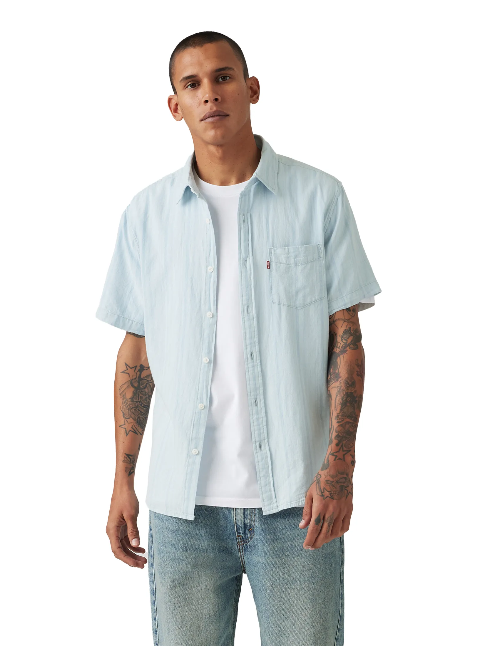 LEVI'S Men's Short-Sleeve Classic Standard Fit Shirt Blue LEVI'S Men's Short-Sleeve Classic Standard Fit Shirt Blue