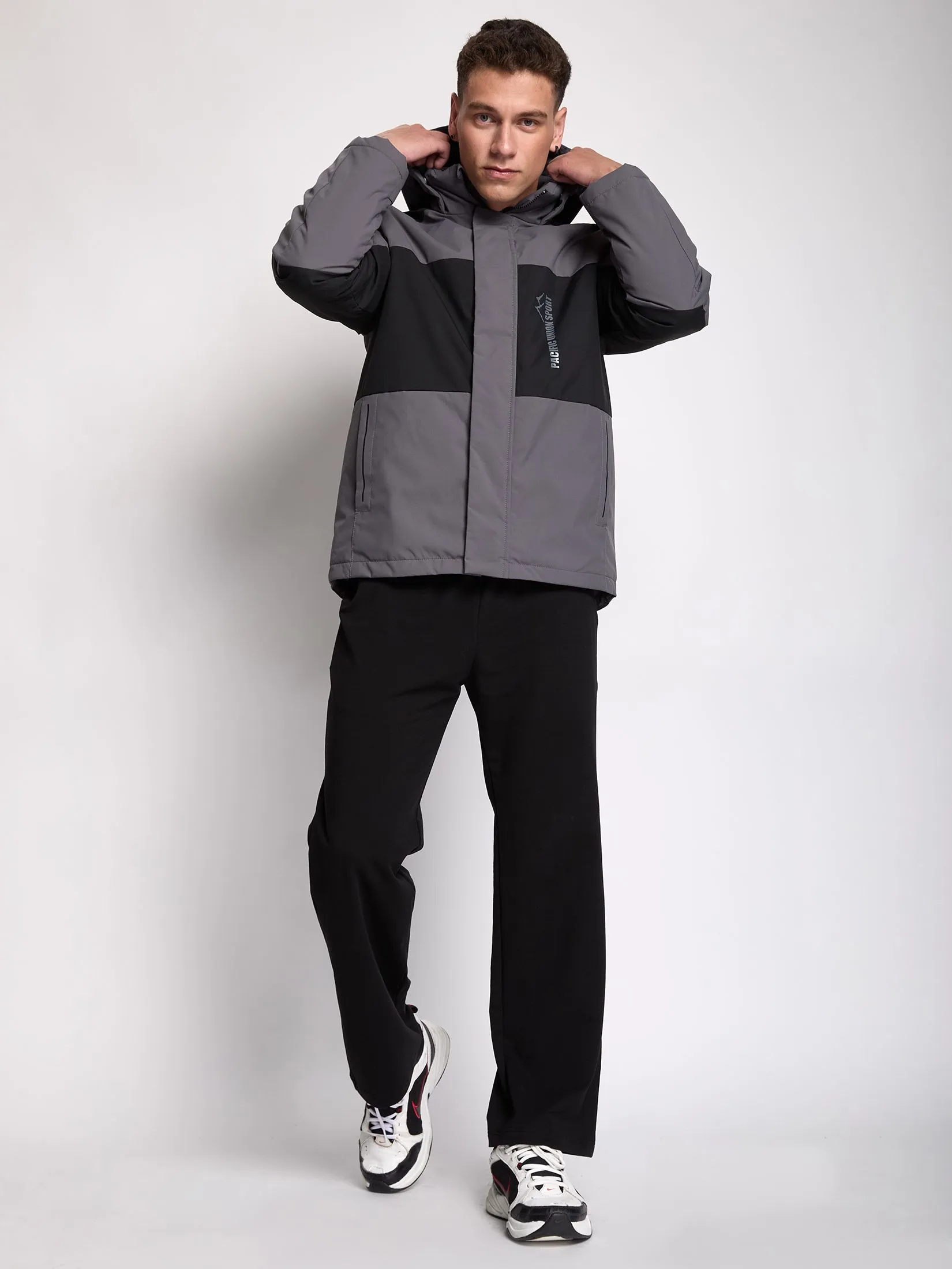 PACIFIC UNION Men Bomber Jacket Hooded PACIFIC UNION Men Bomber Jacket Hooded
