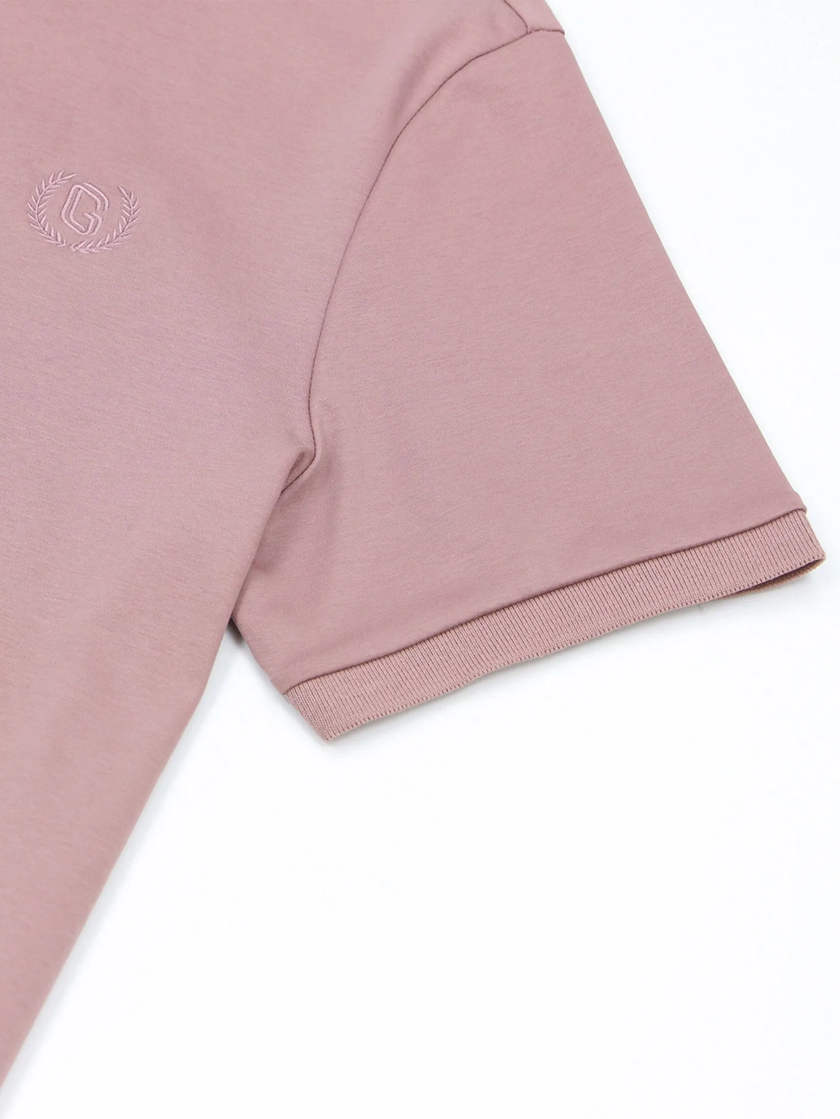 GIORDANO Men's Interlock Embroidery Polo (Liquid Touch) Smoky Pink GIORDANO Men's Interlock Embroidery Polo (Liquid Touch) Smoky Pink