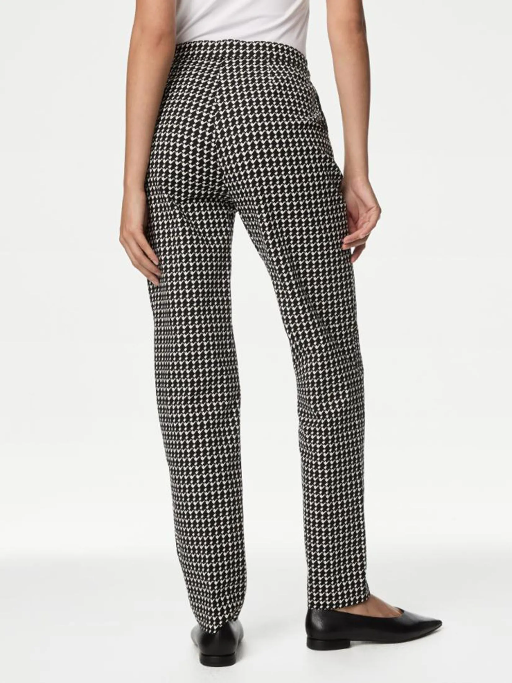 MARKS & SPENCER Women Trousers Cotton Rich Slim Fit Ankle Grazer Black Mix MARKS & SPENCER Women Trousers Cotton Rich Slim Fit Ankle Grazer Black Mix