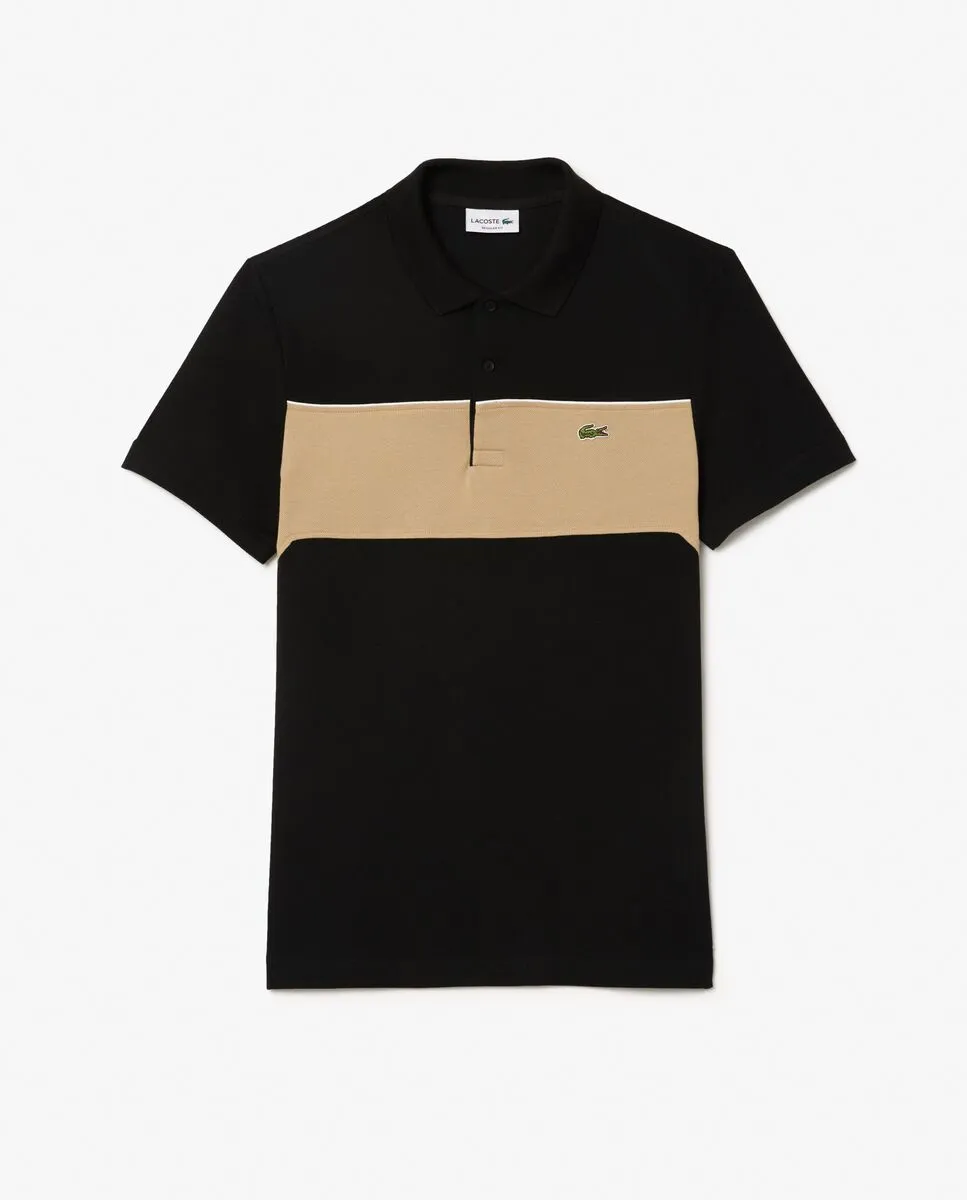 LACOSTE Regular Fit L.12.12 Colour-Block Polo Shirt Black LACOSTE Regular Fit L.12.12 Colour-Block Polo Shirt Black